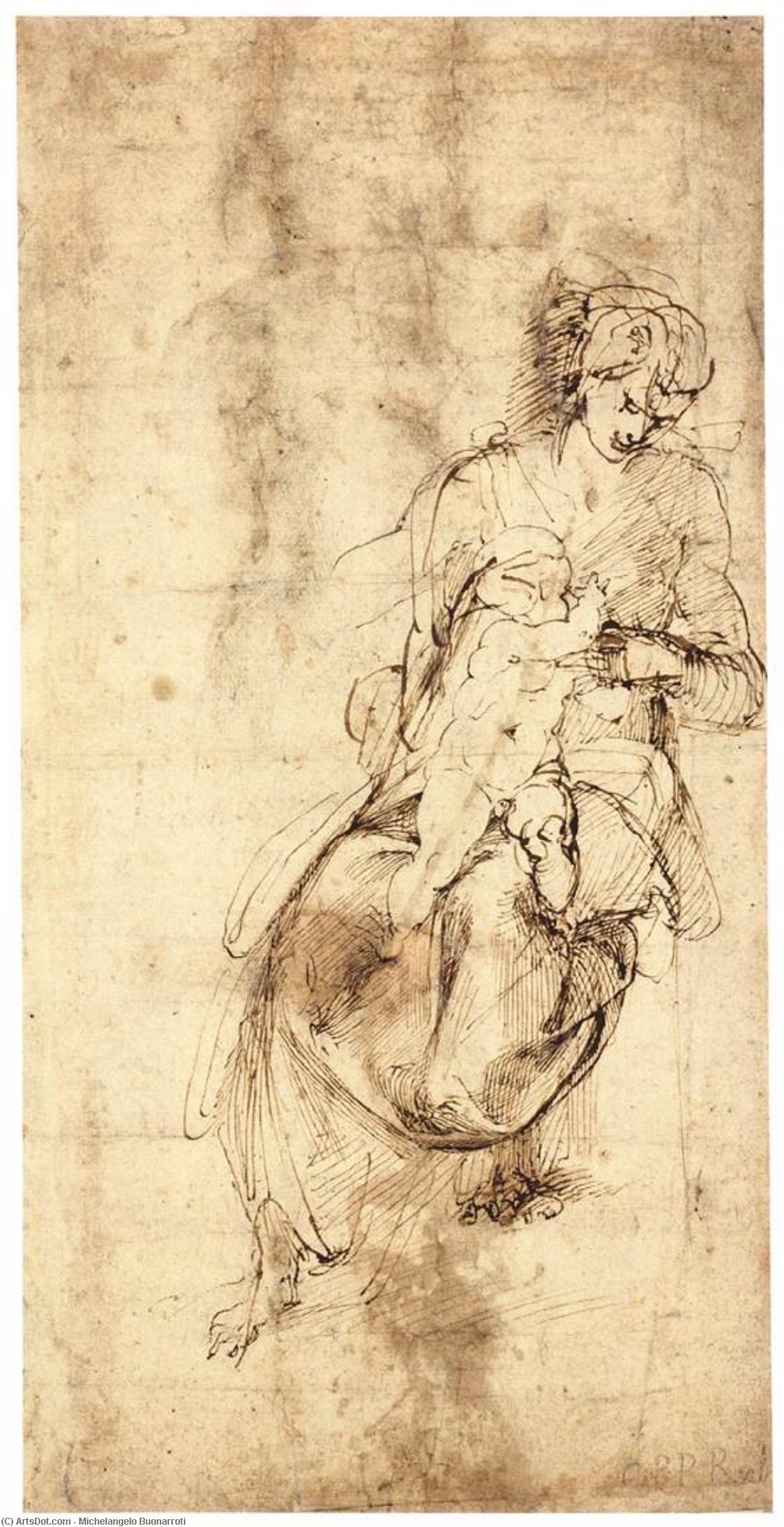 Buy Museum Art Reproductions Virgin and Child (verso), 1503 by Michelangelo Buonarroti (1475-1564, Italy) | ArtsDot.com