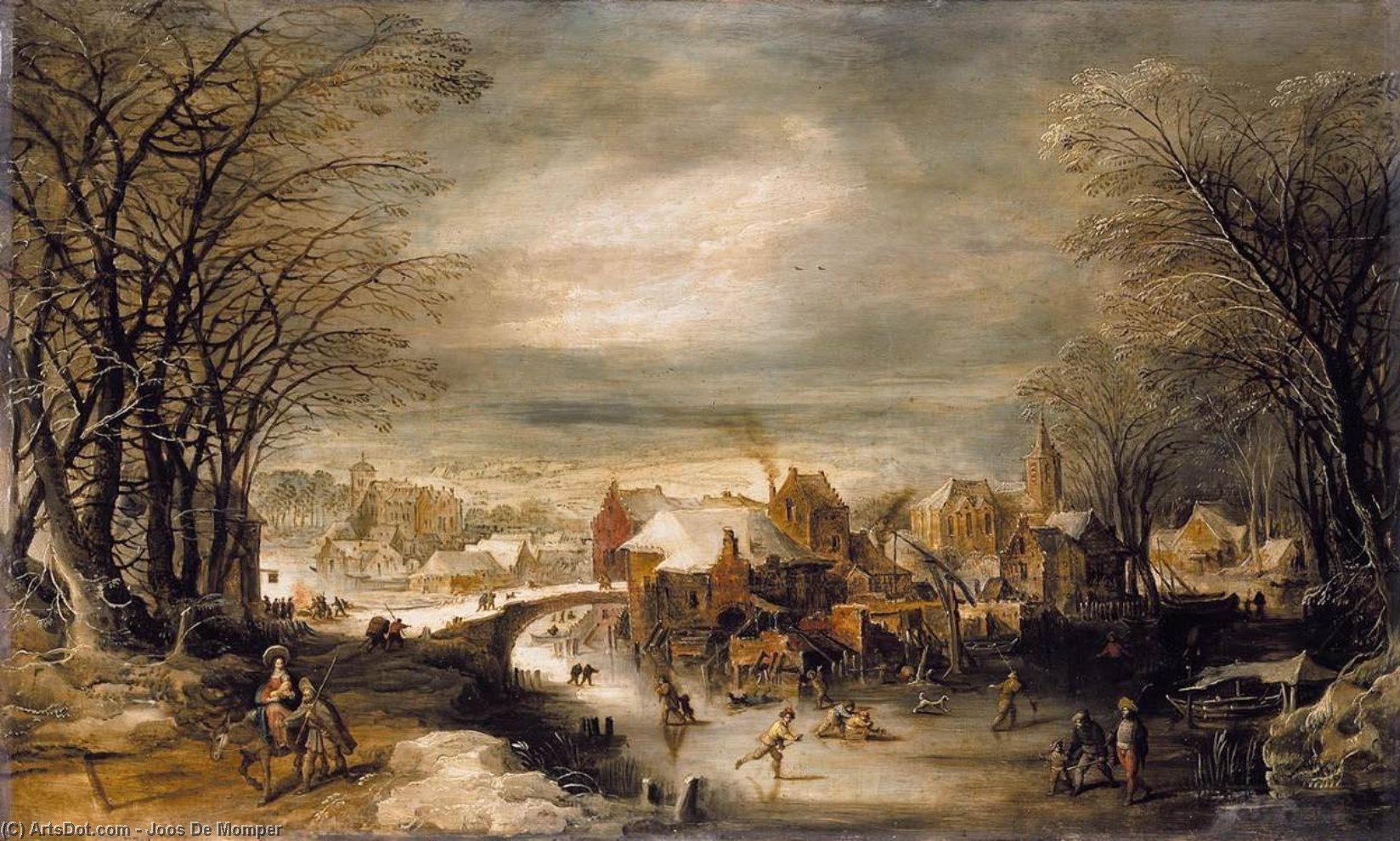 Order Oil Painting Replica Winter Landscape with the Flight into Egypt by Joos De Momper (1564-1635, Belgium) | ArtsDot.com