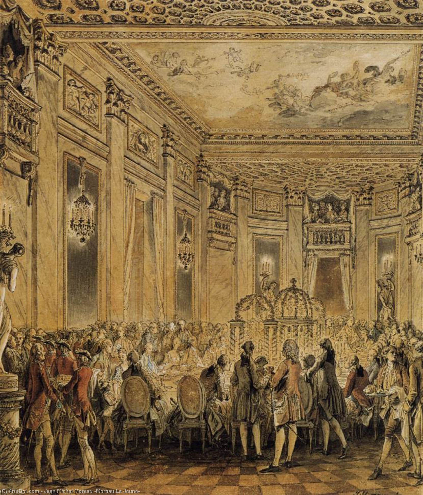 Order Art Reproductions Banquet Given in the Presence of the King, 1771 by Jean Michel Moreau (Moreau Le Jeune) (1826-1898, France) | ArtsDot.com