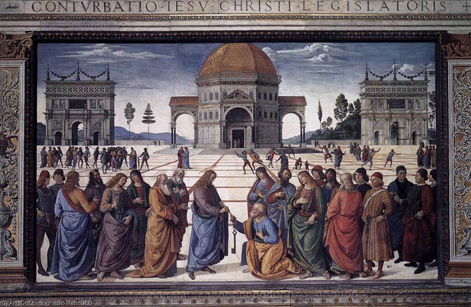 Order Oil Painting Replica Christ Handing the Keys to St Peter, 1481 by Vannucci Pietro (Le Perugin) (1446-1523) | ArtsDot.com