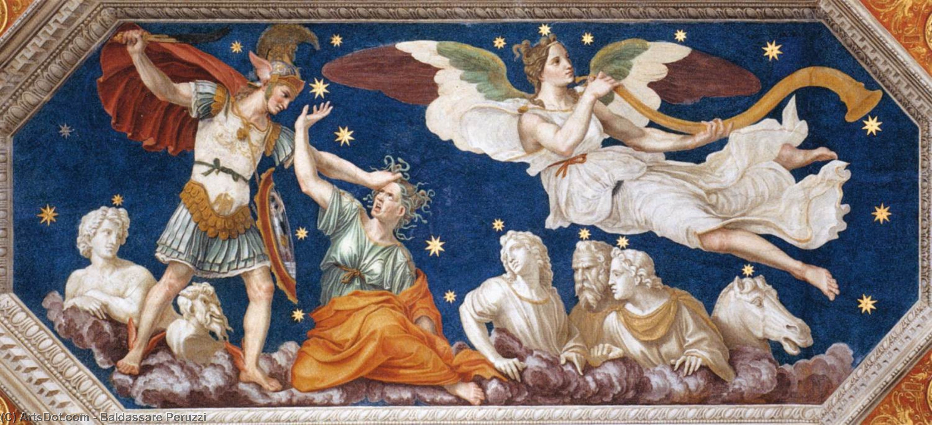 Buy Museum Art Reproductions Perseus and Pegasus, 1510 by Baldassare Peruzzi (1481-1537, Italy) | ArtsDot.com