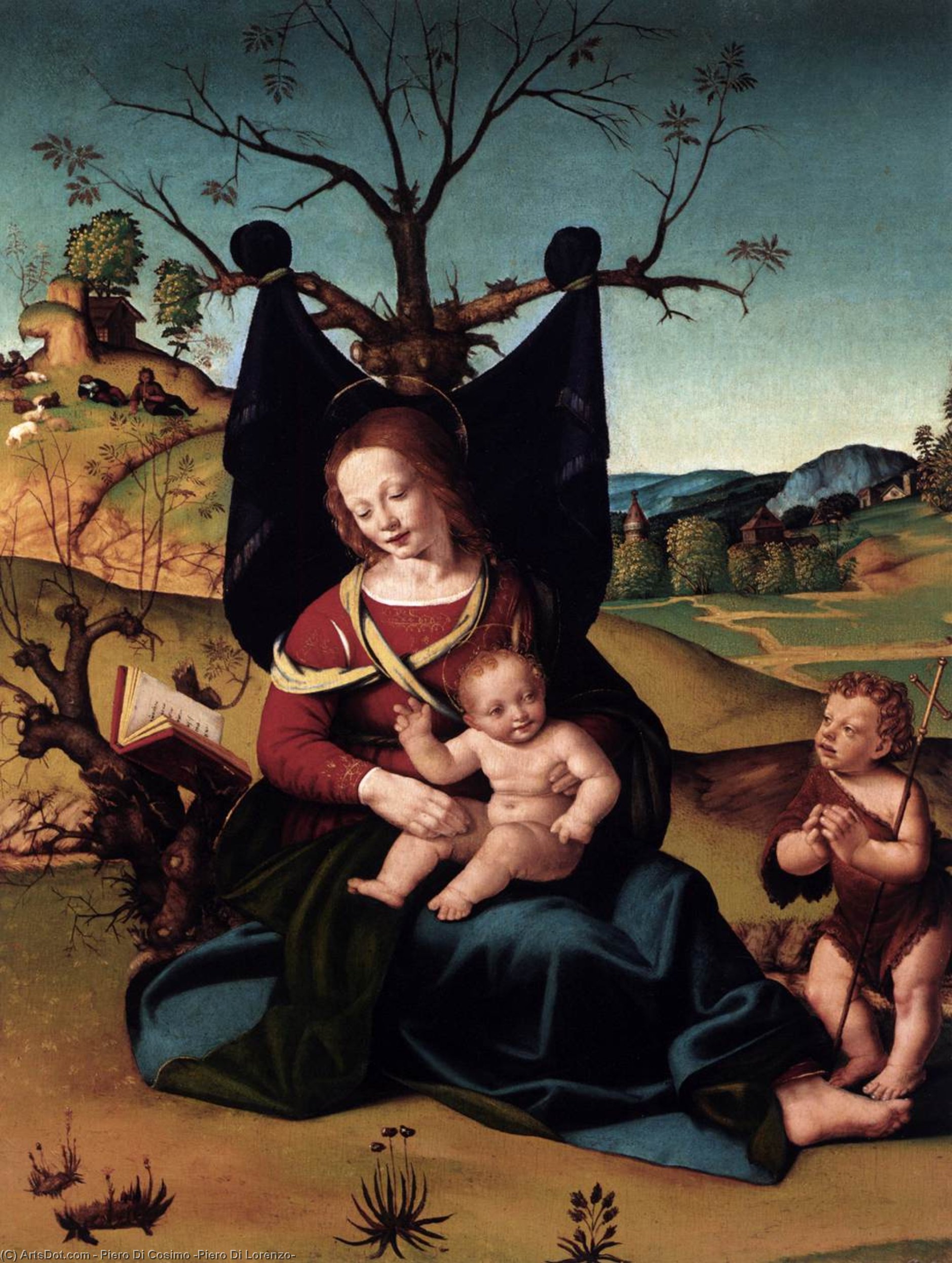 Order Paintings Reproductions Madonna with Child and the Young St John, 1505 by Piero Di Cosimo (Piero Di Lorenzo) (1462-1522, Italy) | ArtsDot.com