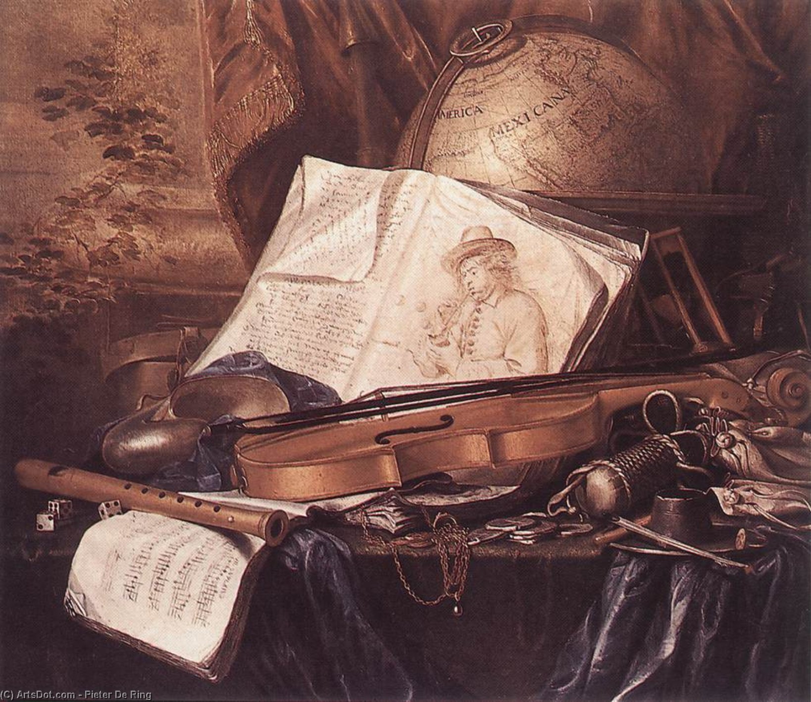 Order Oil Painting Replica Still-Life of Musical Instruments by Pieter De Ring (1618-1660, Netherlands) | ArtsDot.com