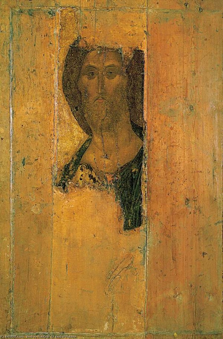 Order Paintings Reproductions Deesis Range: The Saviour, 1410 by Andrey Rublyov (St Andrei Rublev) (1360-1428, Russia) | ArtsDot.com