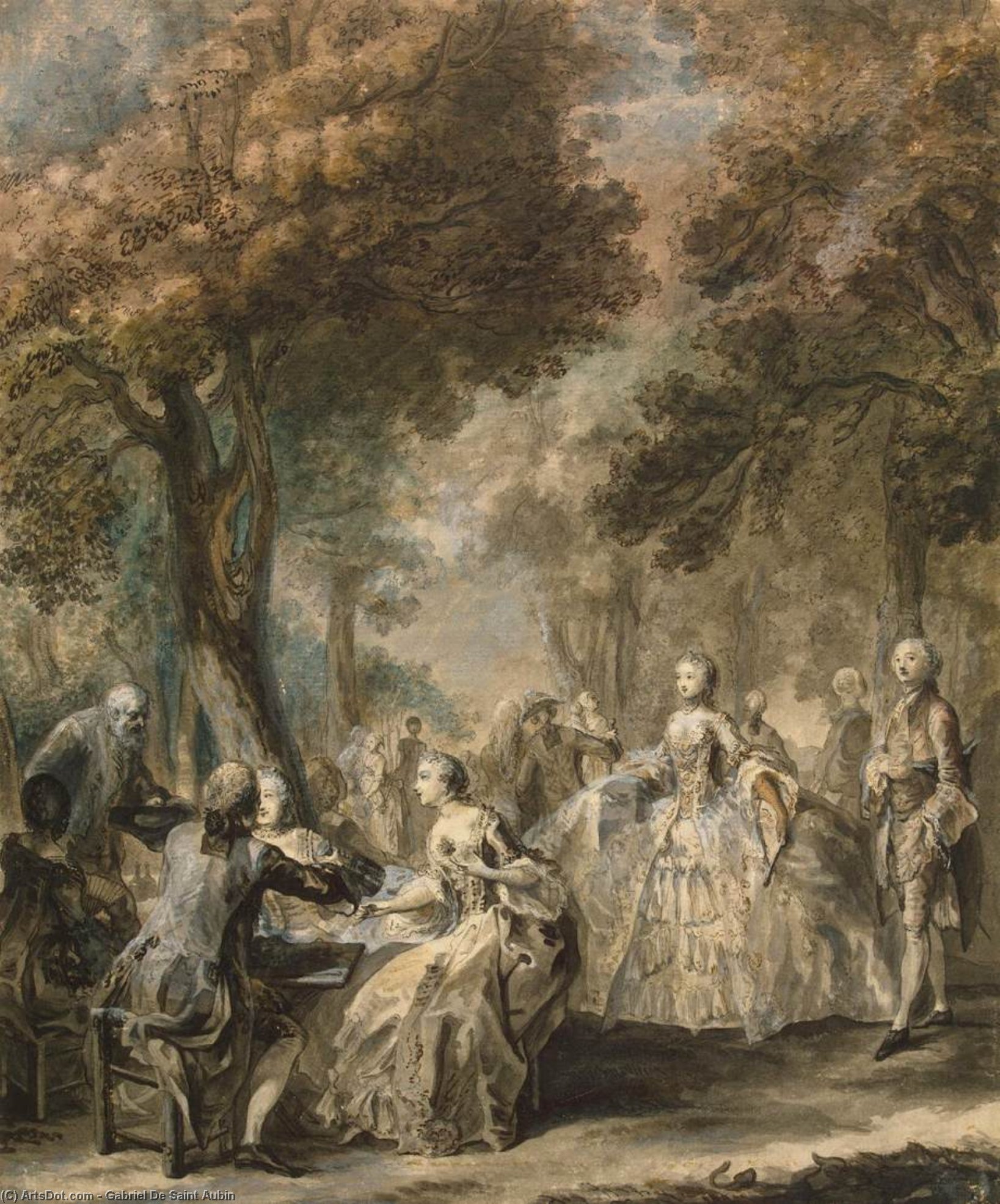Buy Museum Art Reproductions Company Taking a Promenade, 1760 by Gabriel Jacques De Saint Aubin (1724-1780) | ArtsDot.com
