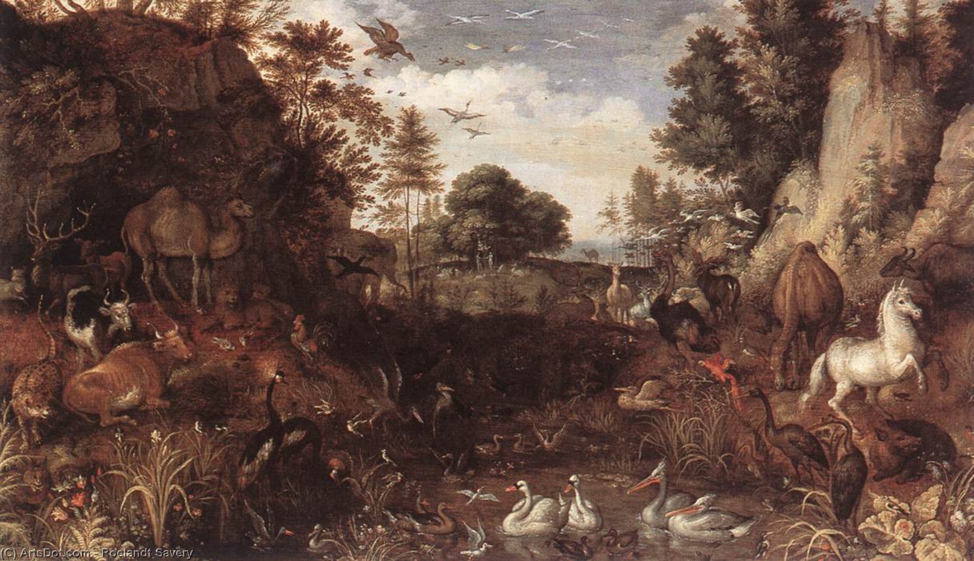 Order Oil Painting Replica The Garden of Eden by Roelandt Savery (1576-1639, Belgium) | ArtsDot.com
