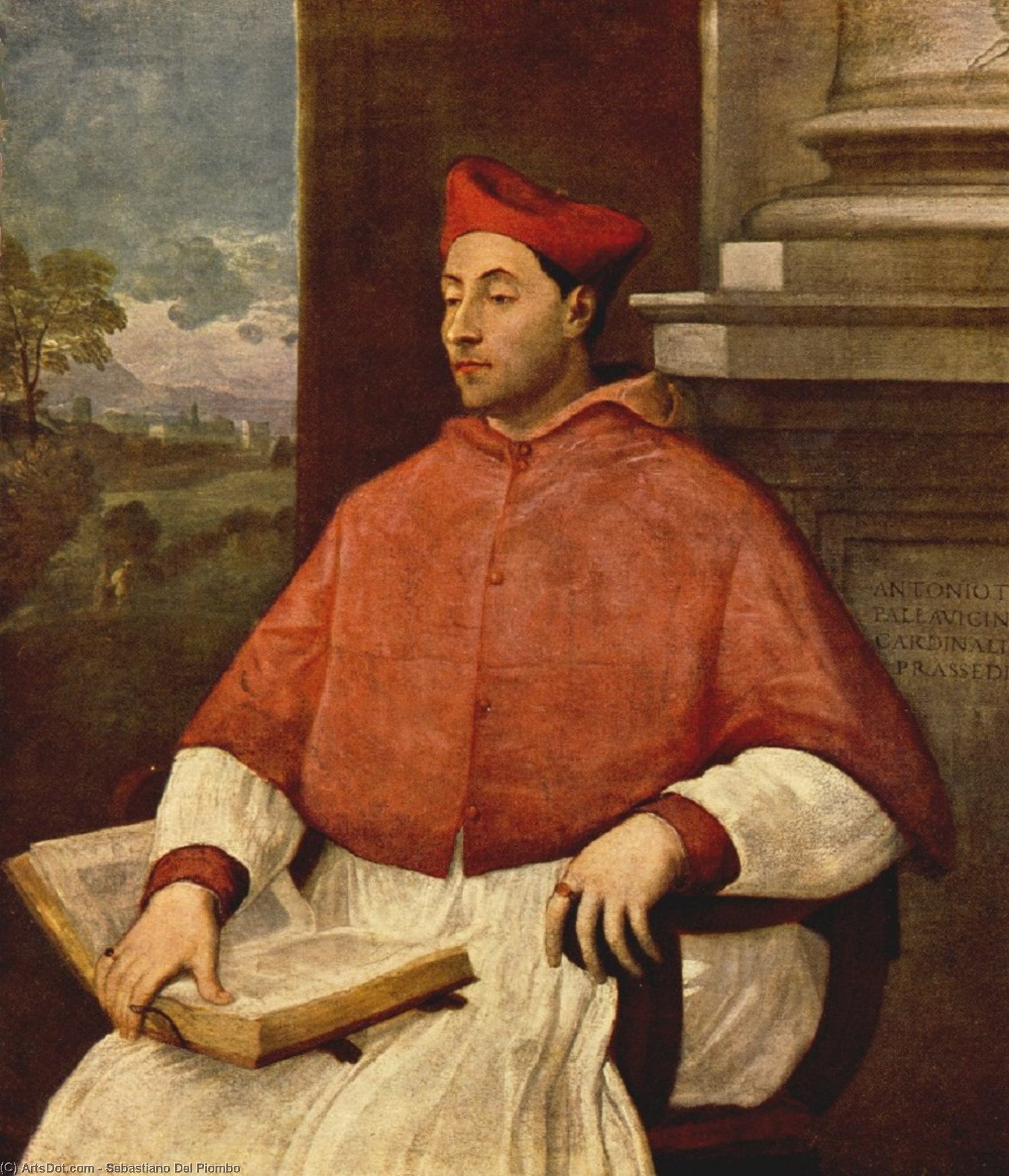 Order Paintings Reproductions Portrait of Antonio Cardinal Pallavicini by Sebastiano Del Piombo (1485-1547, Italy) | ArtsDot.com