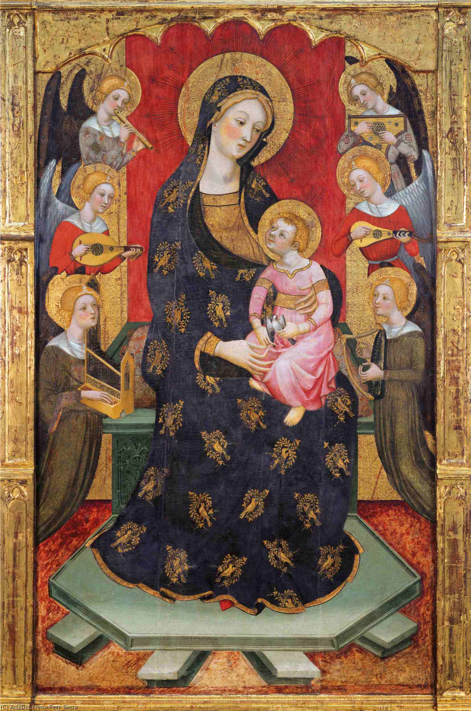 顺序 畫複製 圣母与天使一起演奏音乐, 1390 通过 Pere Serra (1357-1406) | ArtsDot.com