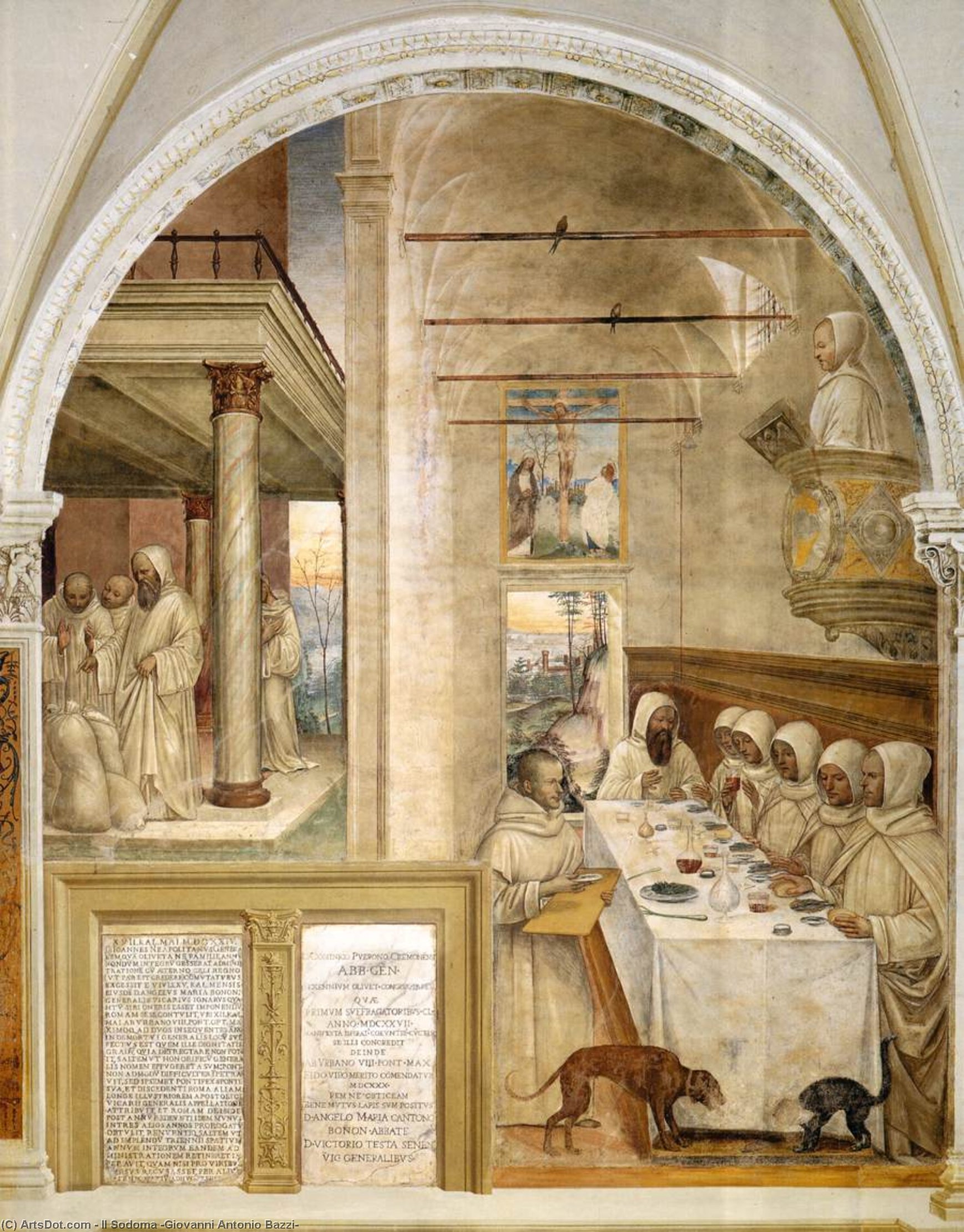 Order Oil Painting Replica Life of St Benedict, Scene 31: Benedict Feeds the Monk, 1505 by Il Sodoma (Giovanni Antonio Bazzi) (1447-1549, Italy) | ArtsDot.com