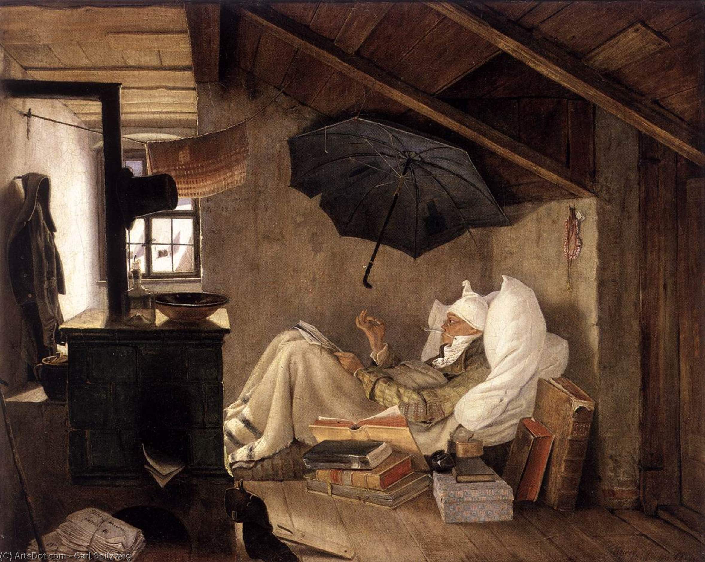 Buy Museum Art Reproductions The Poor Poet, 1839 by Carl Spitzweg (1808-1885, Germany) | ArtsDot.com