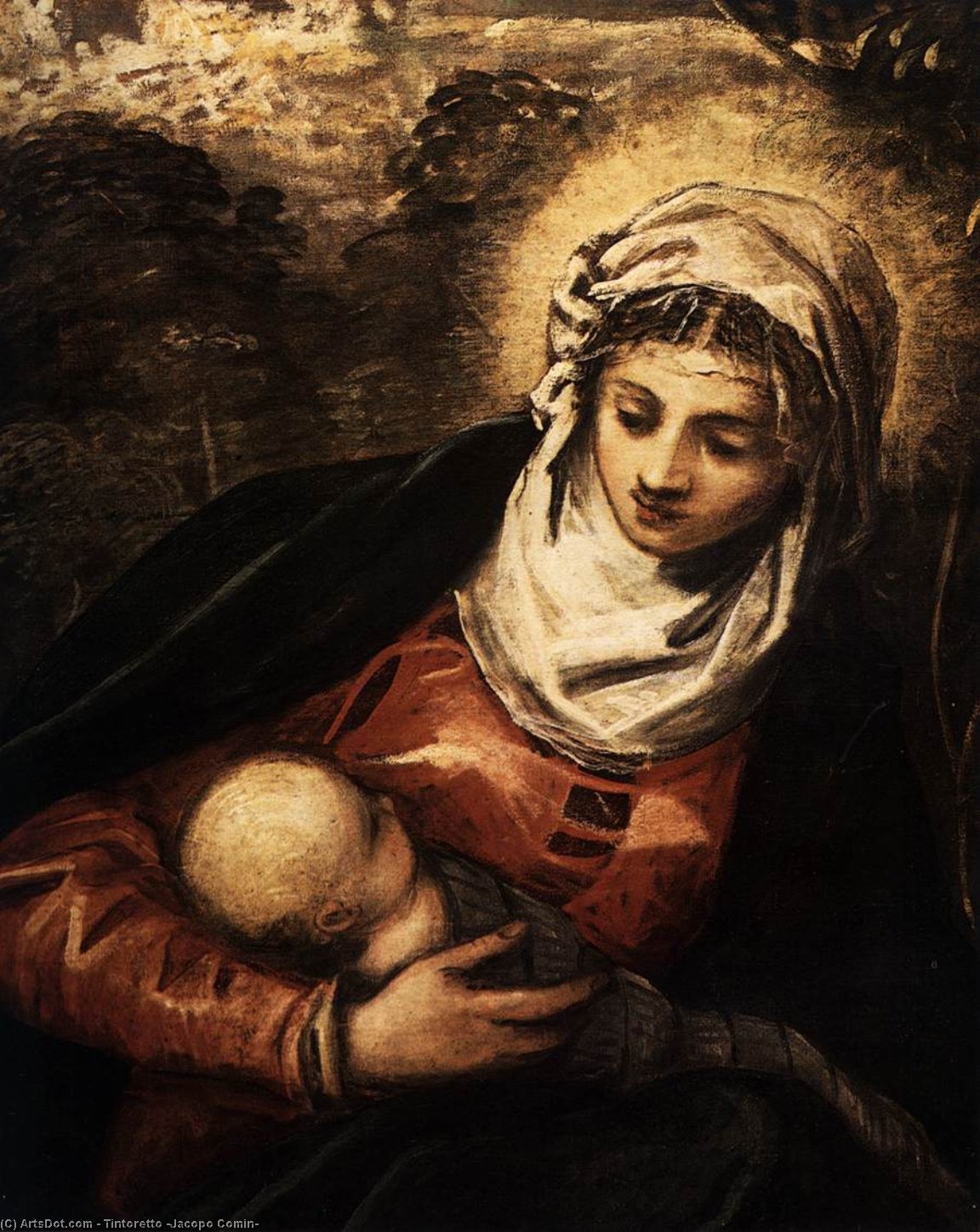 Order Oil Painting Replica The Flight into Egypt (detail), 1582 by Tintoretto (Jacopo Comin) (1518-1594, Italy) | ArtsDot.com