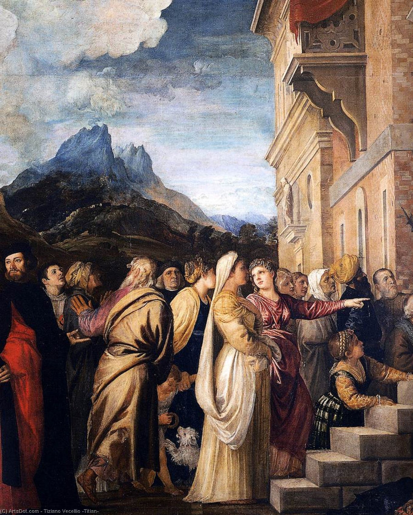 Buy Museum Art Reproductions Presentation of the Virgin at the Temple (detail), 1534 by Tiziano Vecellio (Titian) (1490-1576, Italy) | ArtsDot.com