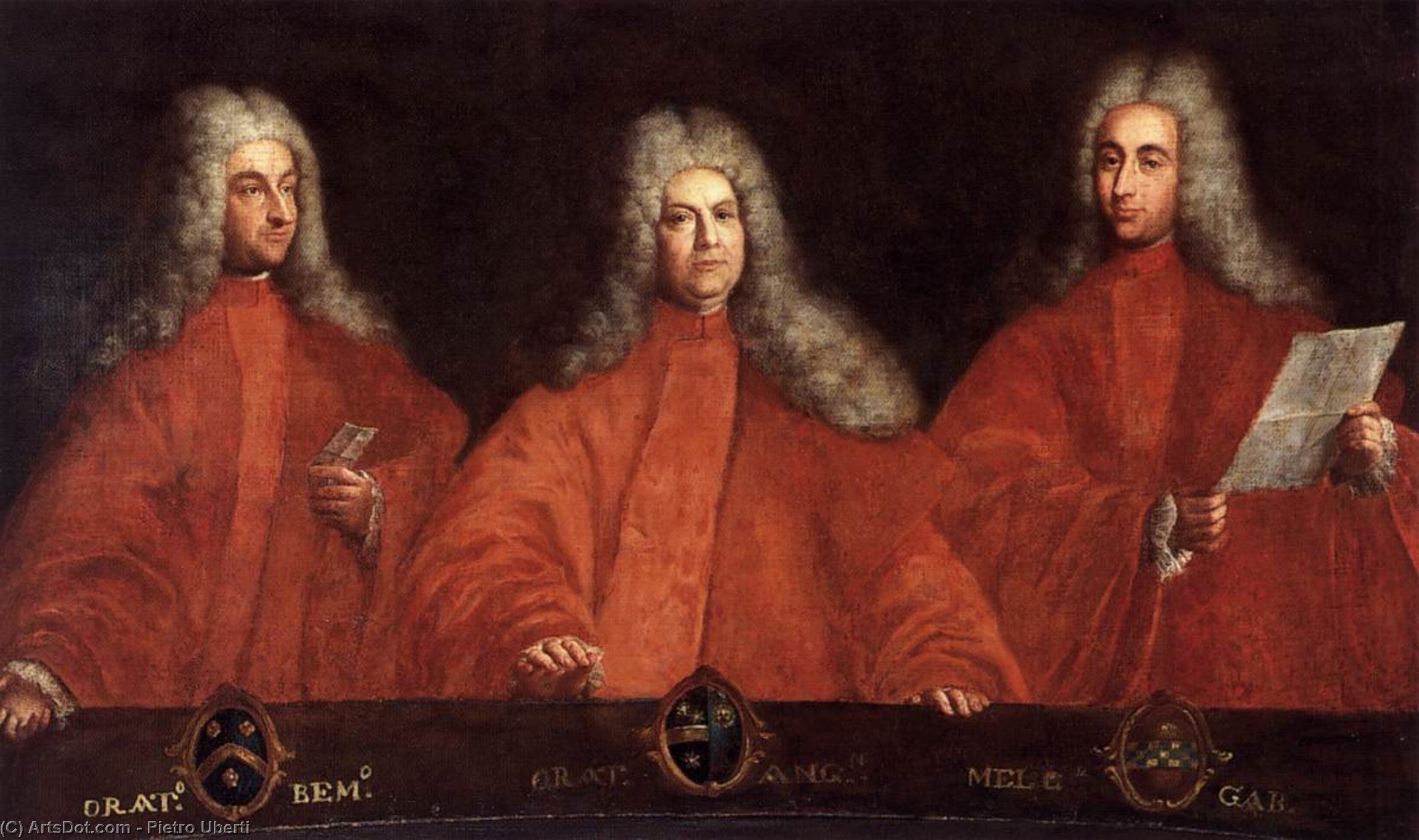 Buy Museum Art Reproductions Portraits of Three Avogadri by Pietro Uberti (1671-1762, Italy) | ArtsDot.com