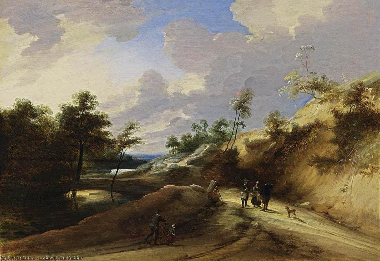 Buy Museum Art Reproductions A Wooded Dune Landscape by Lodewijk De Vadder (1605-1655, Belgium) | ArtsDot.com