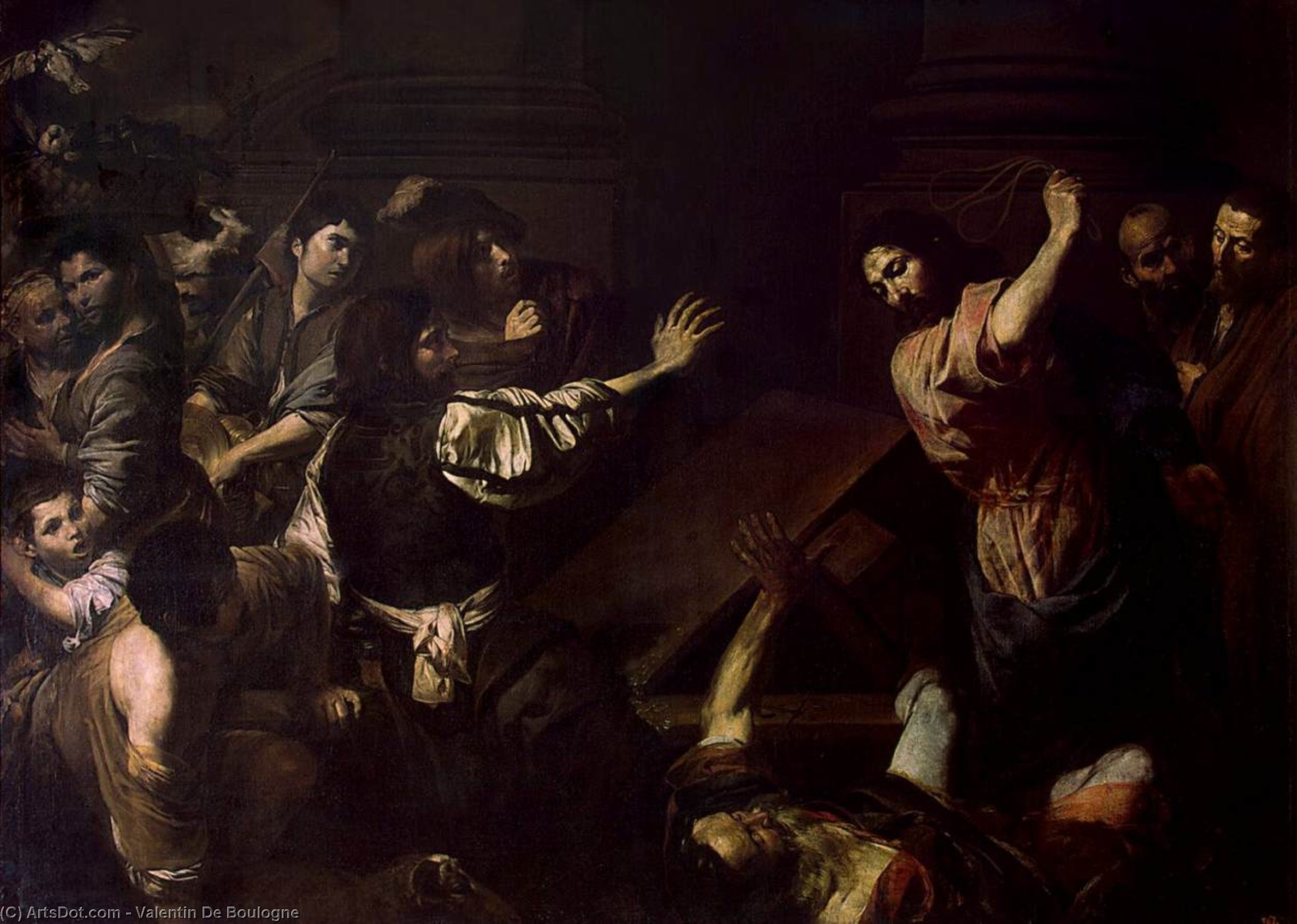 Buy Museum Art Reproductions Expulsion of the Money-Changers from the Temple, 1620 by Valentin De Boulogne (1591-1632, France) | ArtsDot.com