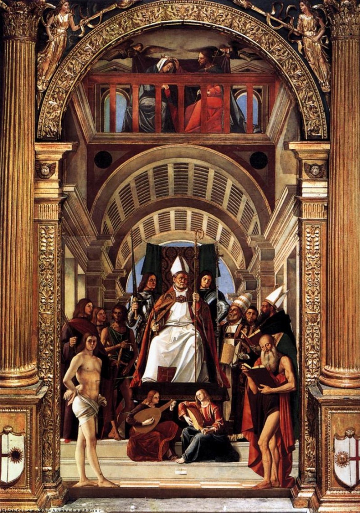 Buy Museum Art Reproductions Altarpiece of St Ambrose, 1503 by Alvise Vivarini (Luigi Vivarini) (1446-1502, Italy) | ArtsDot.com