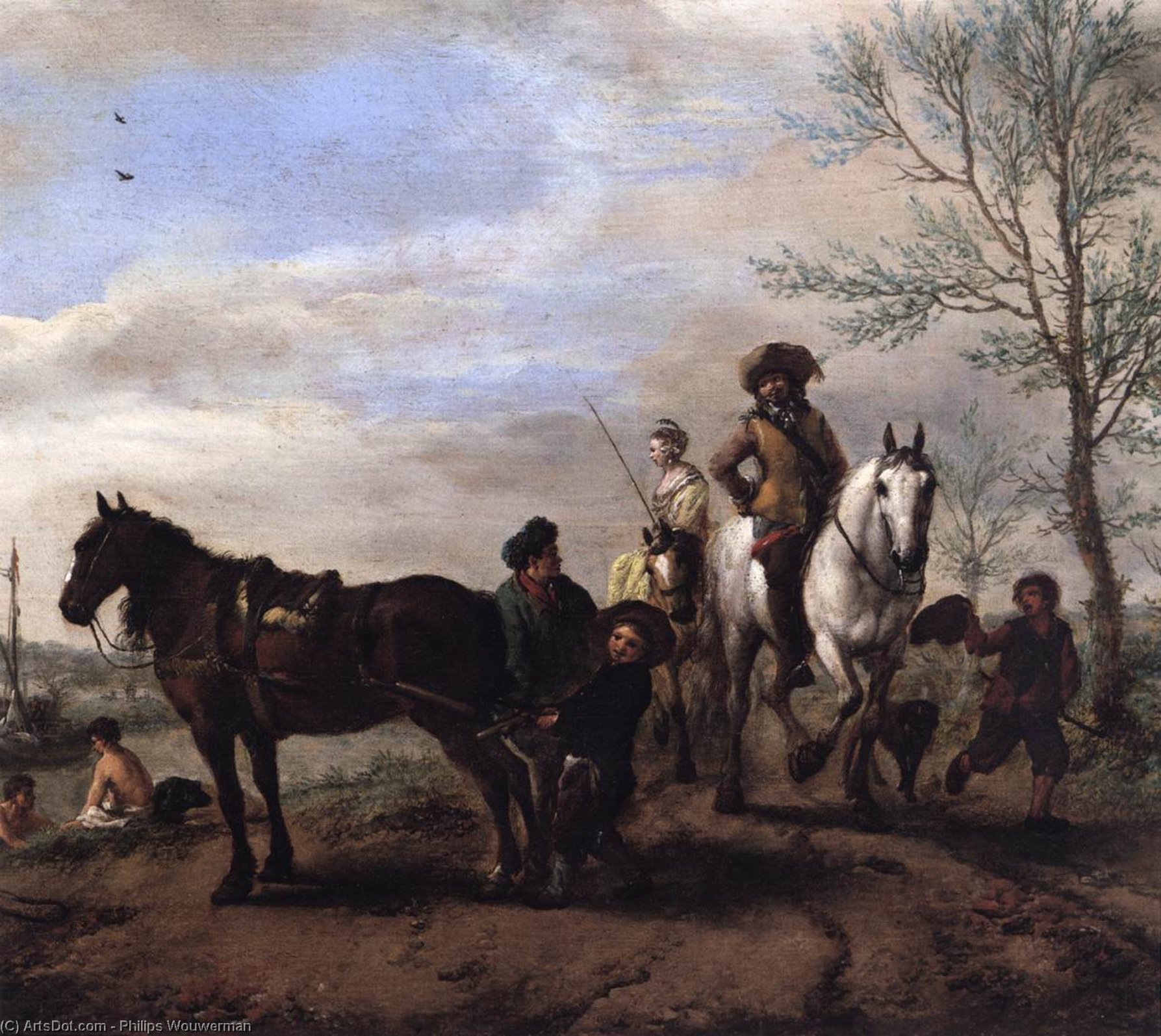 Order Oil Painting Replica A Man and a Woman on Horseback (detail), 1653 by Philips Wouwerman (1619-1668, Netherlands) | ArtsDot.com