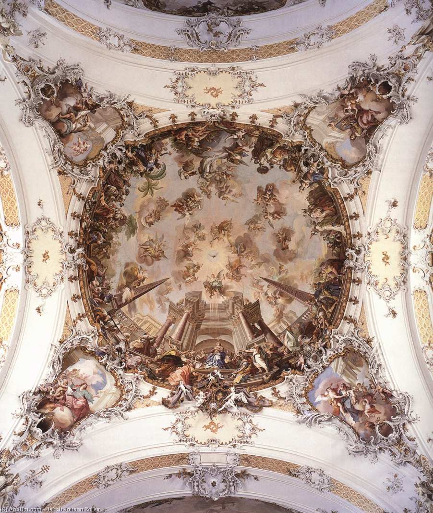 Order Oil Painting Replica Ceiling fresco, 1757 by Jakob Johann Zeiller (1708-1783, Austria) | ArtsDot.com