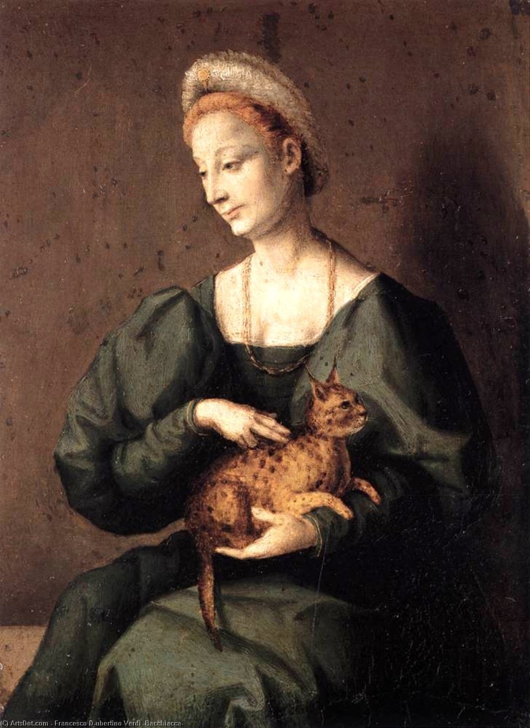 Buy Museum Art Reproductions Woman with a Cat, 1540 by Francesco D'ubertino Verdi (Bacchiacca) (1494-1557, Italy) | ArtsDot.com