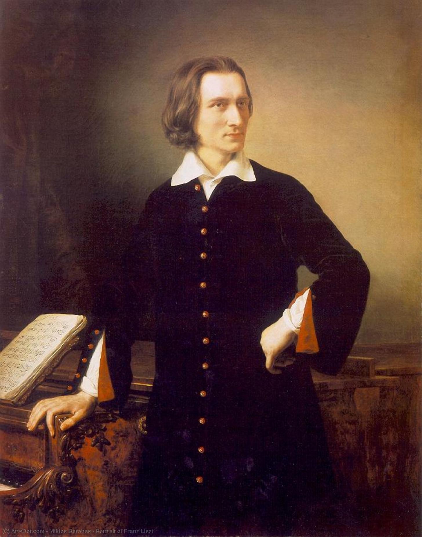 Buy Museum Art Reproductions Portrait of Franz Liszt, 1847 by Miklos Barabas (1810-1898) | ArtsDot.com