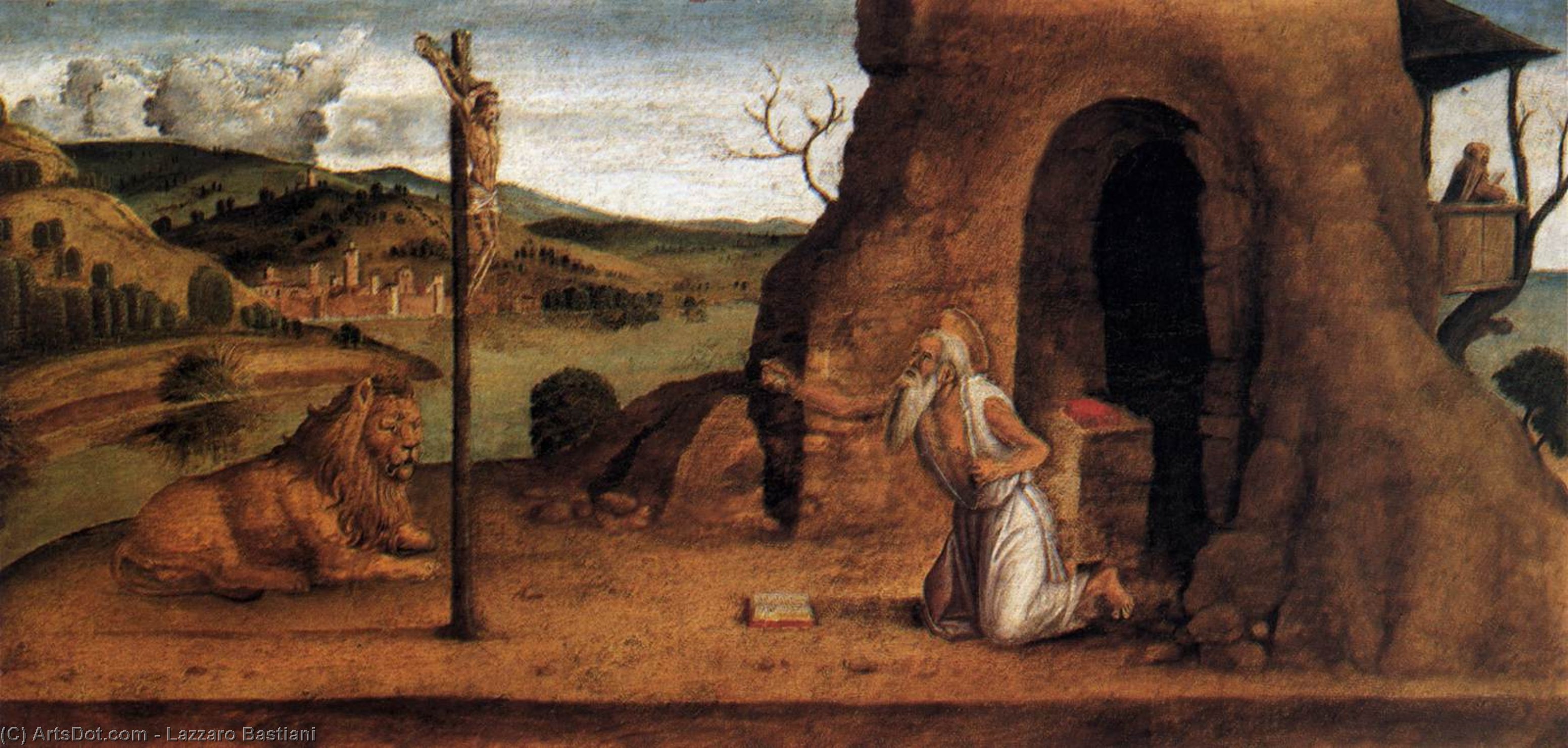 Buy Museum Art Reproductions St Jerome in the Desert by Lazzaro Bastiani (1429-1512, Italy) | ArtsDot.com