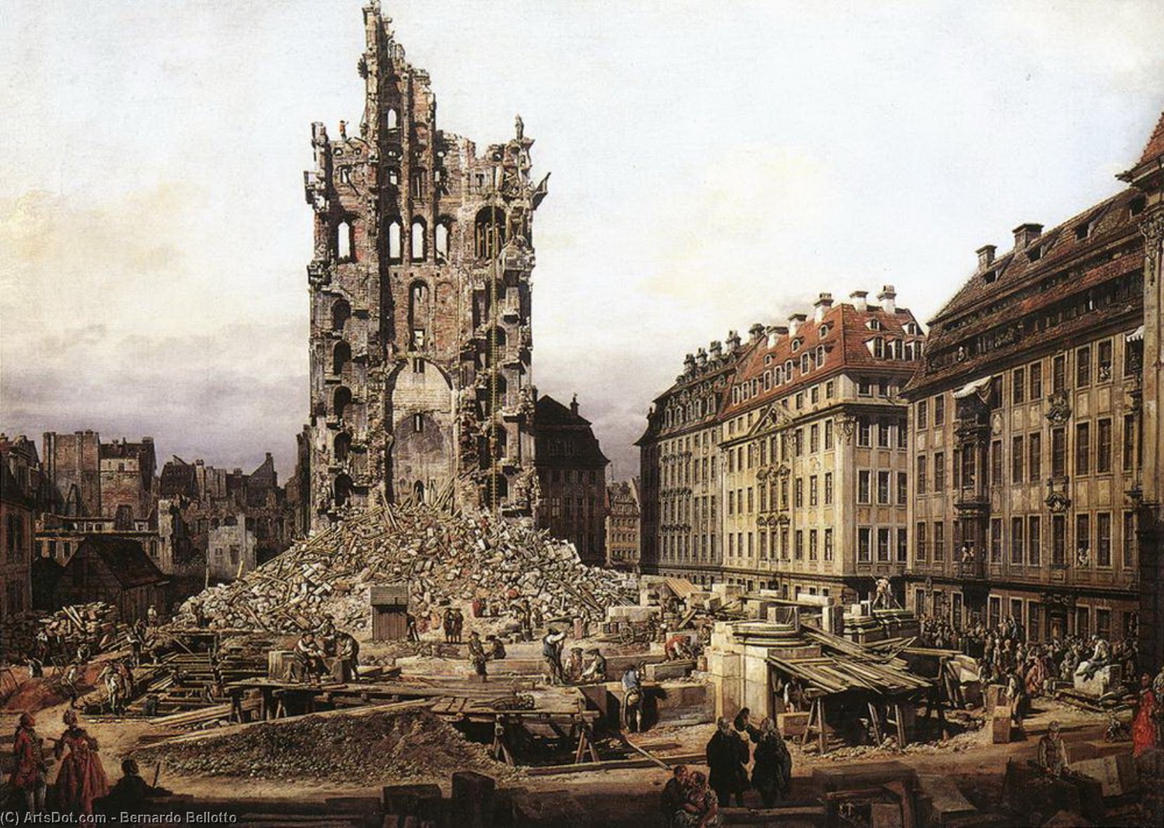 Order Artwork Replica The Ruins of the Old Kreuzkirche in Dresden, 1765 by Bernardo Bellotto (1721-1780, Italy) | ArtsDot.com
