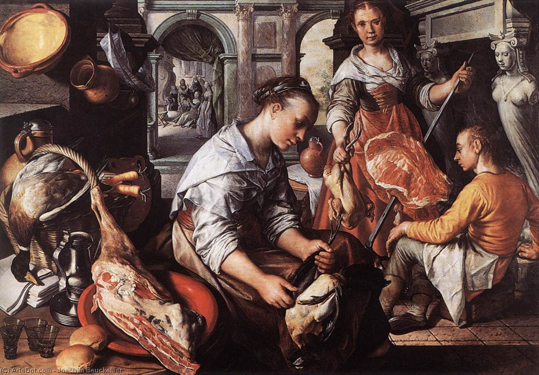 Order Paintings Reproductions Christ in the House of Martha and Mary, 1565 by Joachim Beuckelaer (1533-1573, Belgium) | ArtsDot.com