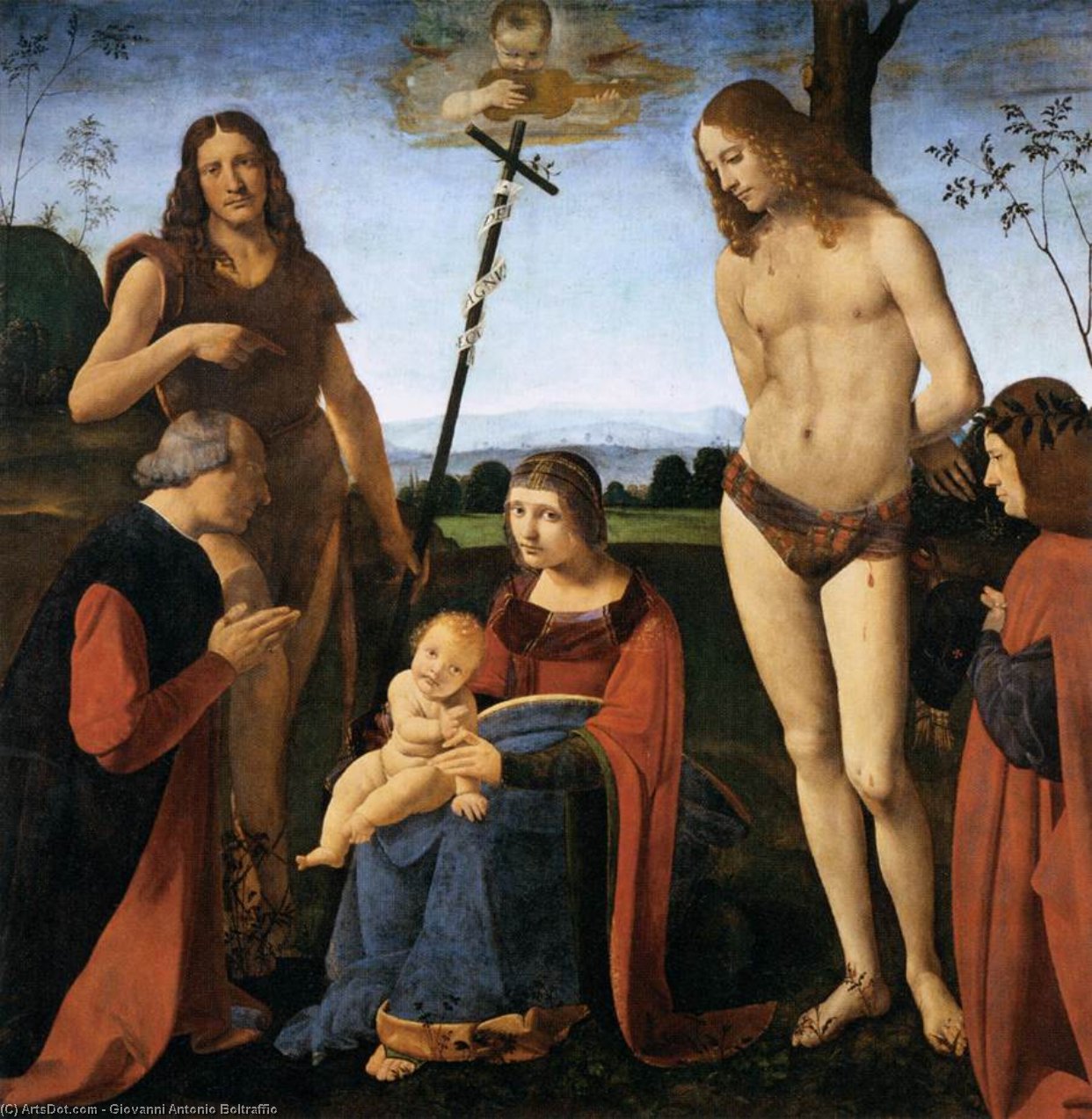 Order Oil Painting Replica Virgin and Child with Sts John the Baptist and Sebastian (Pala Casio), 1500 by Giovanni Antonio Boltraffio (1467-1516, Italy) | ArtsDot.com