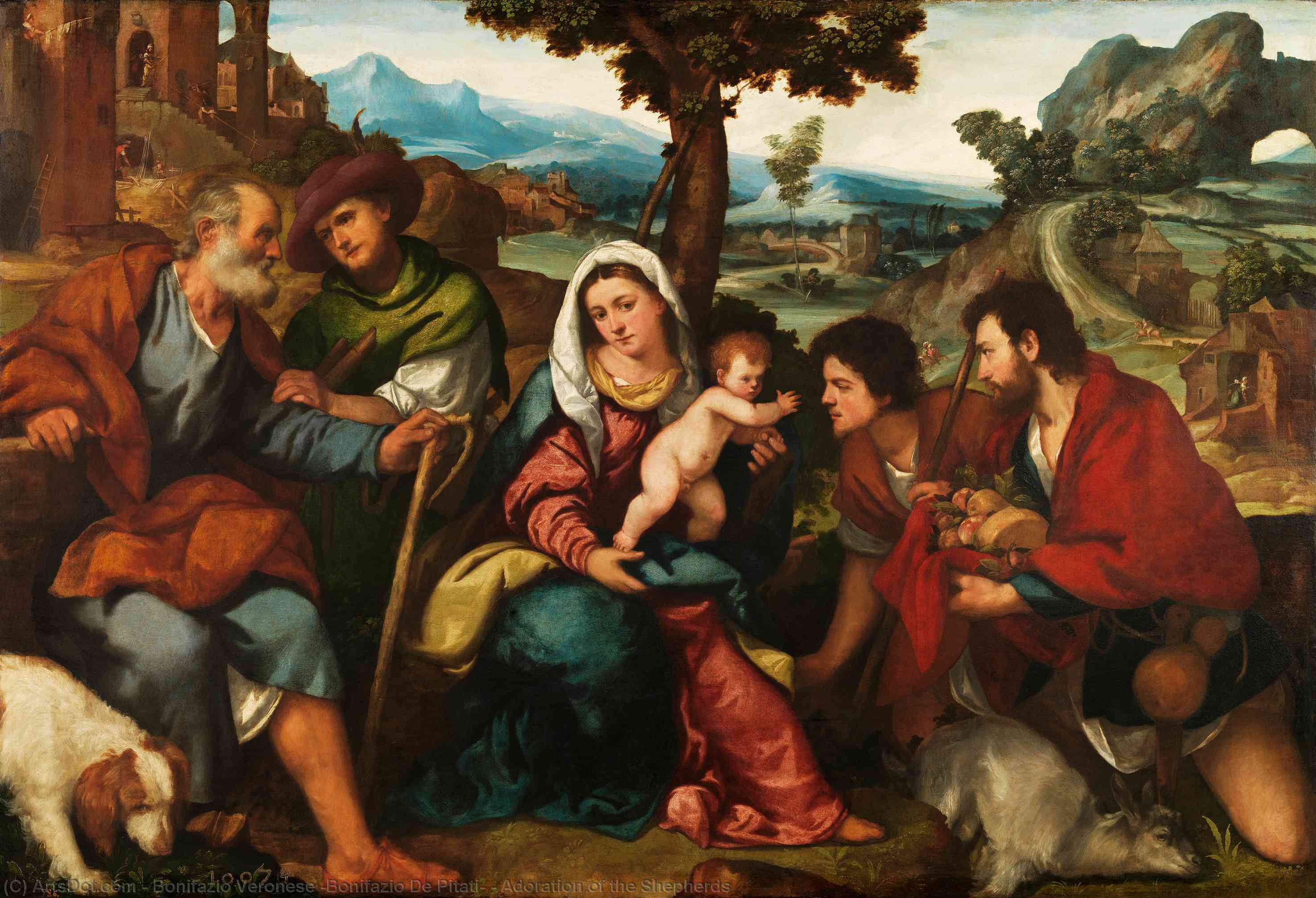 Buy Museum Art Reproductions Adoration of the Shepherds, 1523 by Bonifazio Veronese (Bonifazio De Pitati) (1487-1553, Italy) | ArtsDot.com