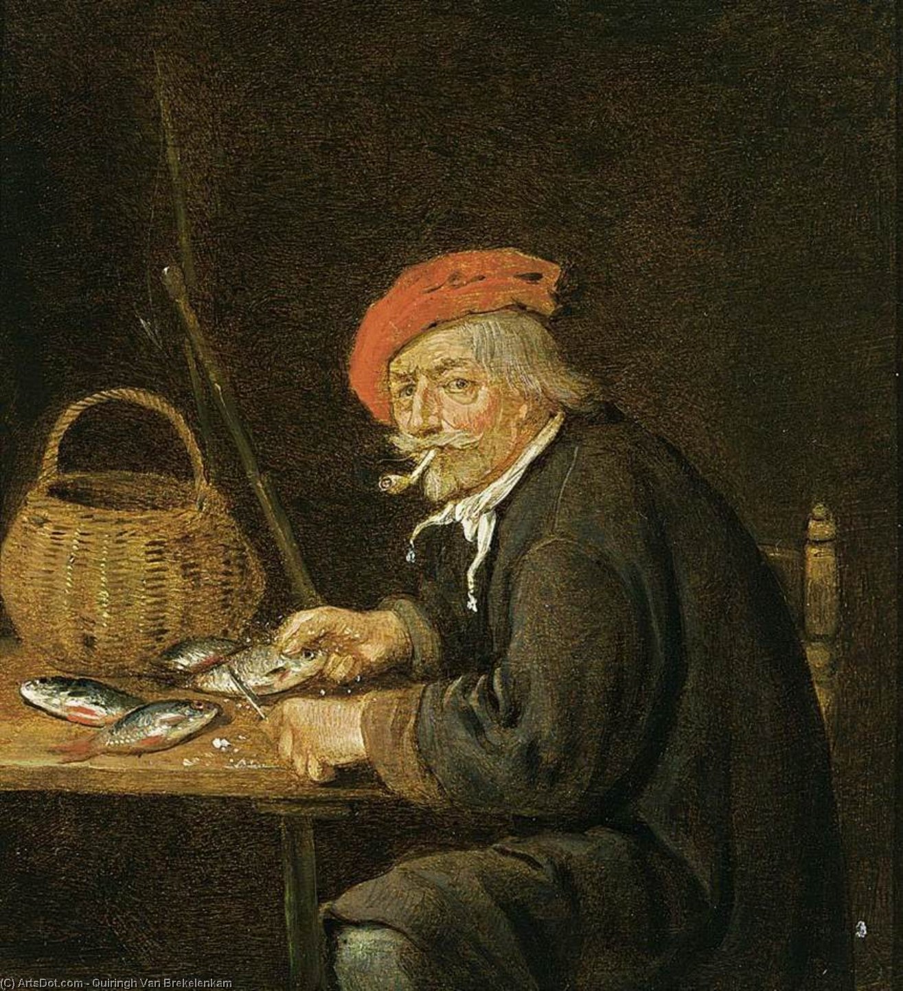 Buy Museum Art Reproductions Man Scaling Fish, 1660 by Quiringh Gerritsz Van Brekelenkam (1622-1668) | ArtsDot.com