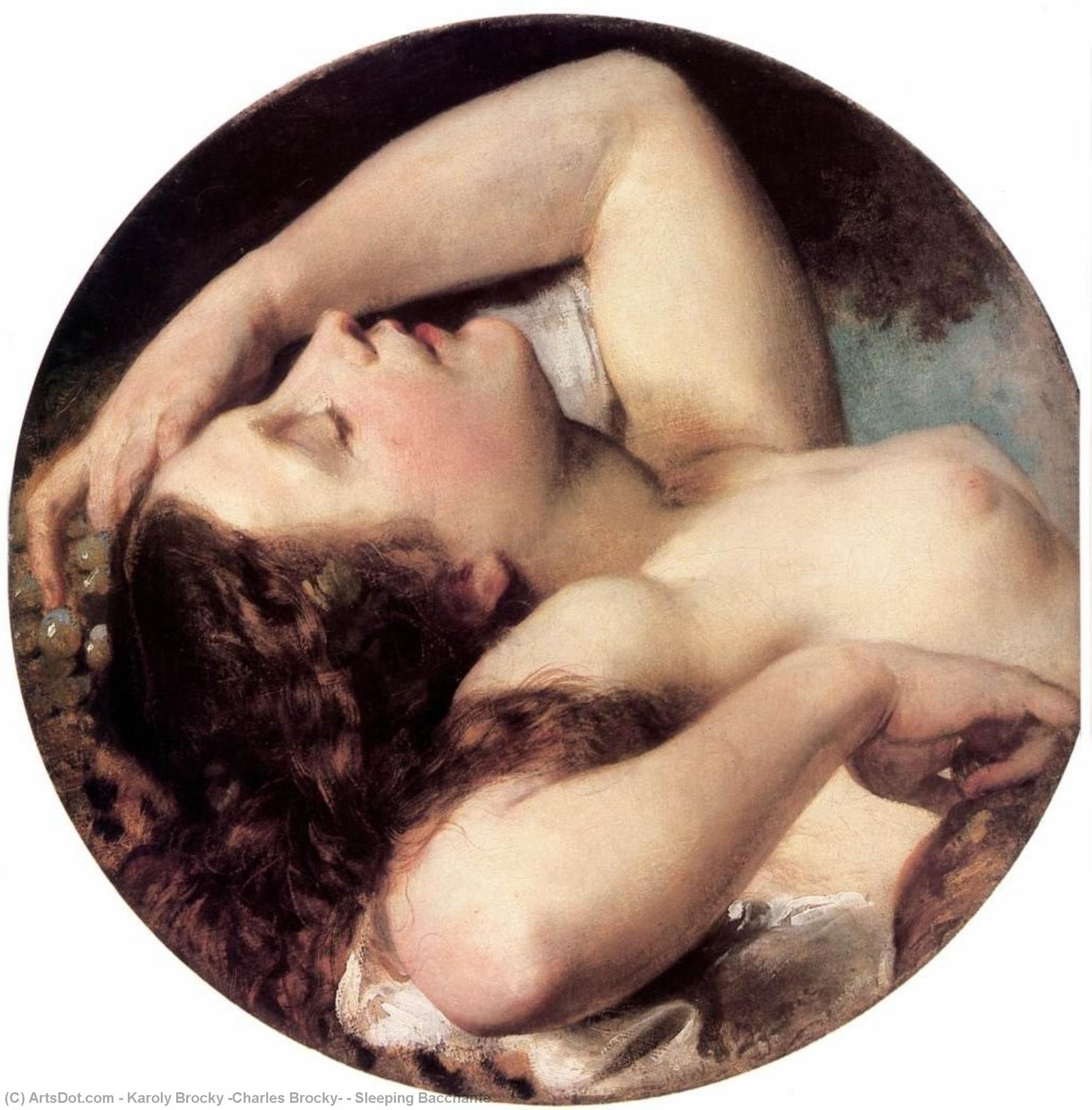Order Oil Painting Replica Sleeping Bacchante, 1850 by Karoly Brocky (Charles Brocky) (1808-1855, Hungary) | ArtsDot.com
