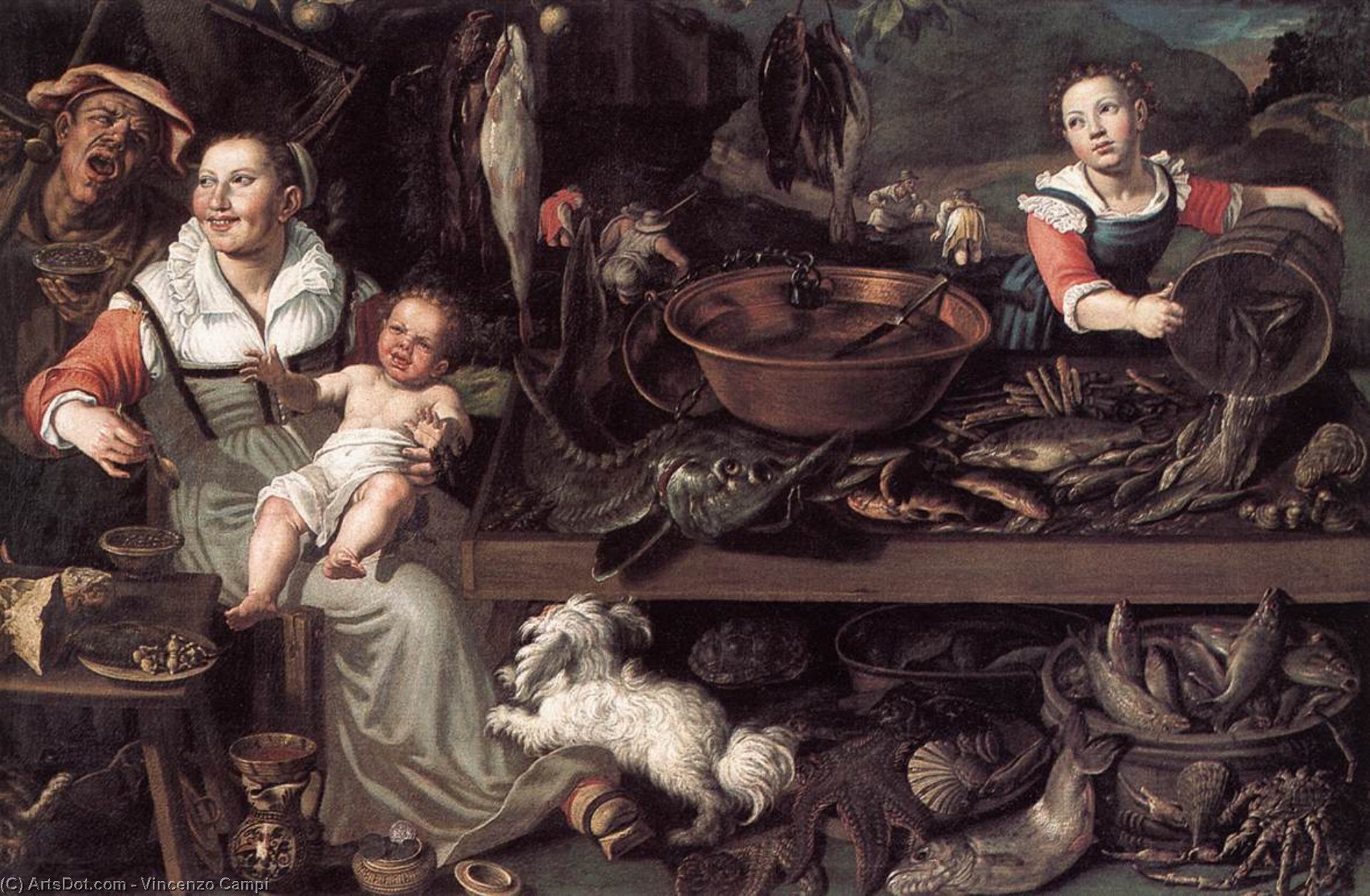 Buy Museum Art Reproductions Fishmongers, 1580 by Vincenzo Campi (1536-1591, Italy) | ArtsDot.com