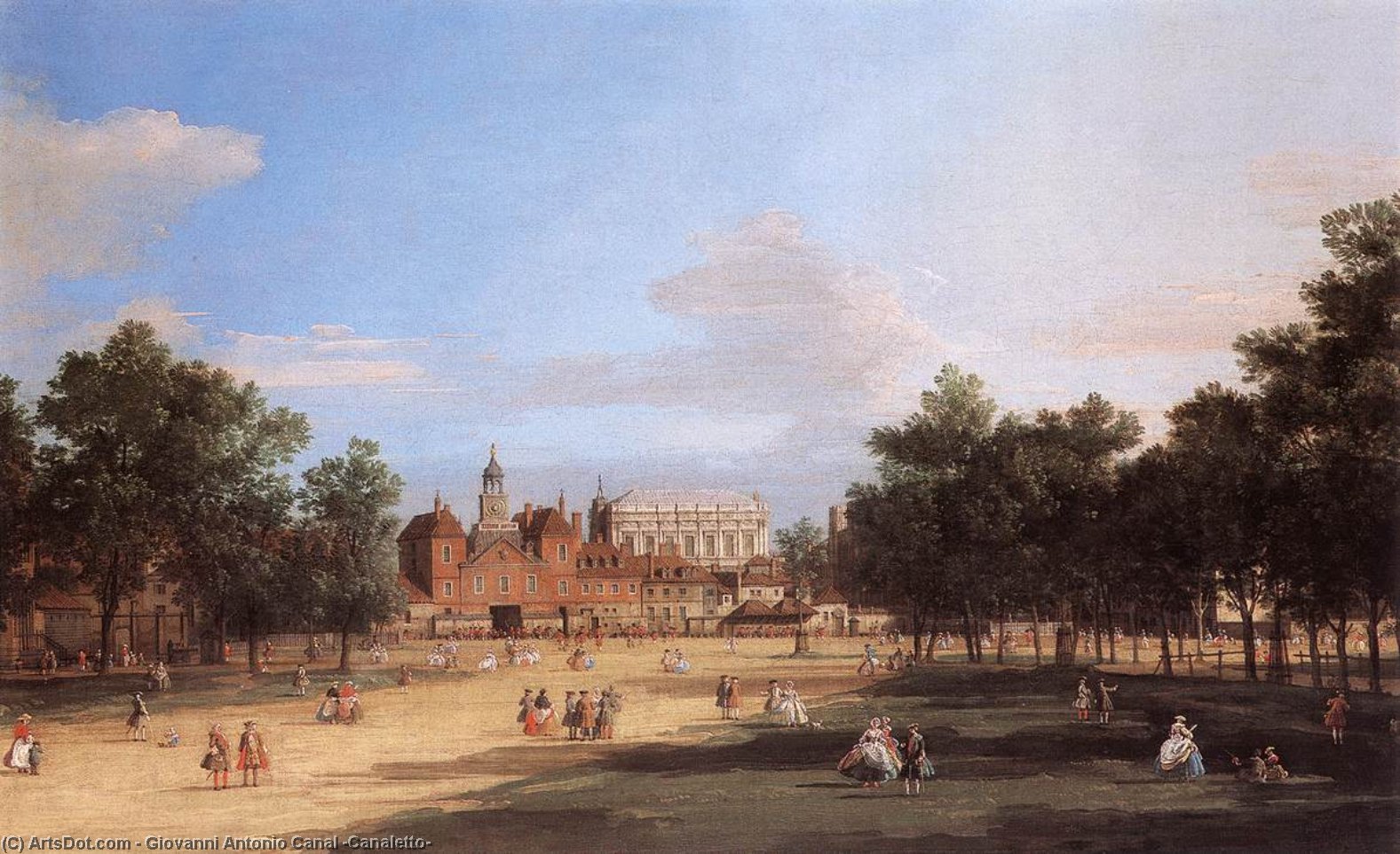 Order Artwork Replica London: the Old Horse Guards and Banqueting Hall, from St James`s Park, 1749 by Giovanni Antonio Canal (Canaletto) (1730-1768, Italy) | ArtsDot.com