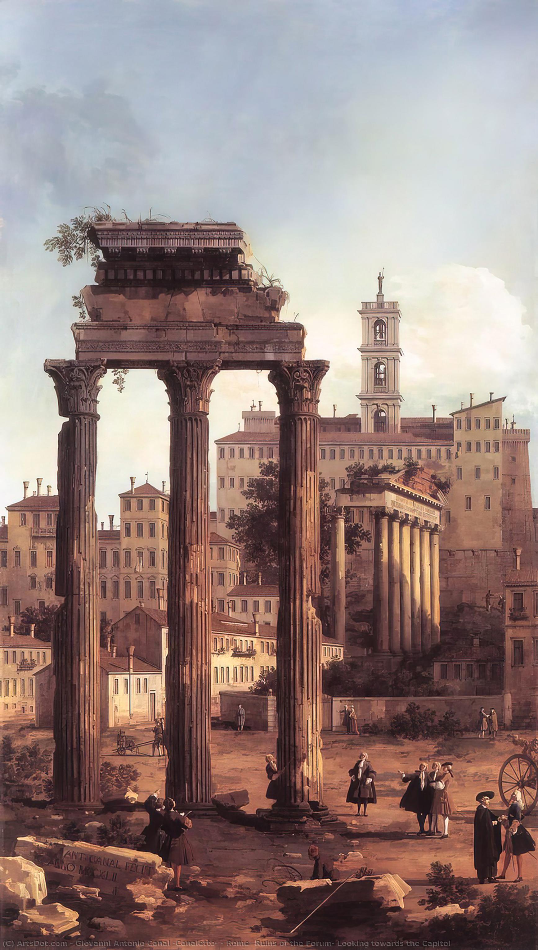 Buy Museum Art Reproductions Rome: Ruins of the Forum, Looking towards the Capitol, 1742 by Giovanni Antonio Canal (Canaletto) (1730-1768, Italy) | ArtsDot.com