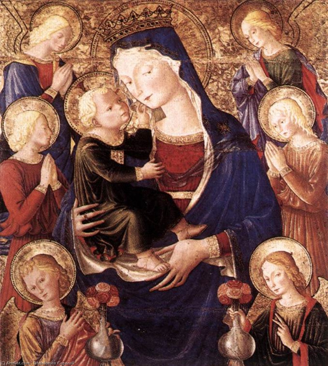 Order Art Reproductions Virgin and Child with Angels, 1477 by Bartolomeo Caporali (1420-1505, Italy) | ArtsDot.com