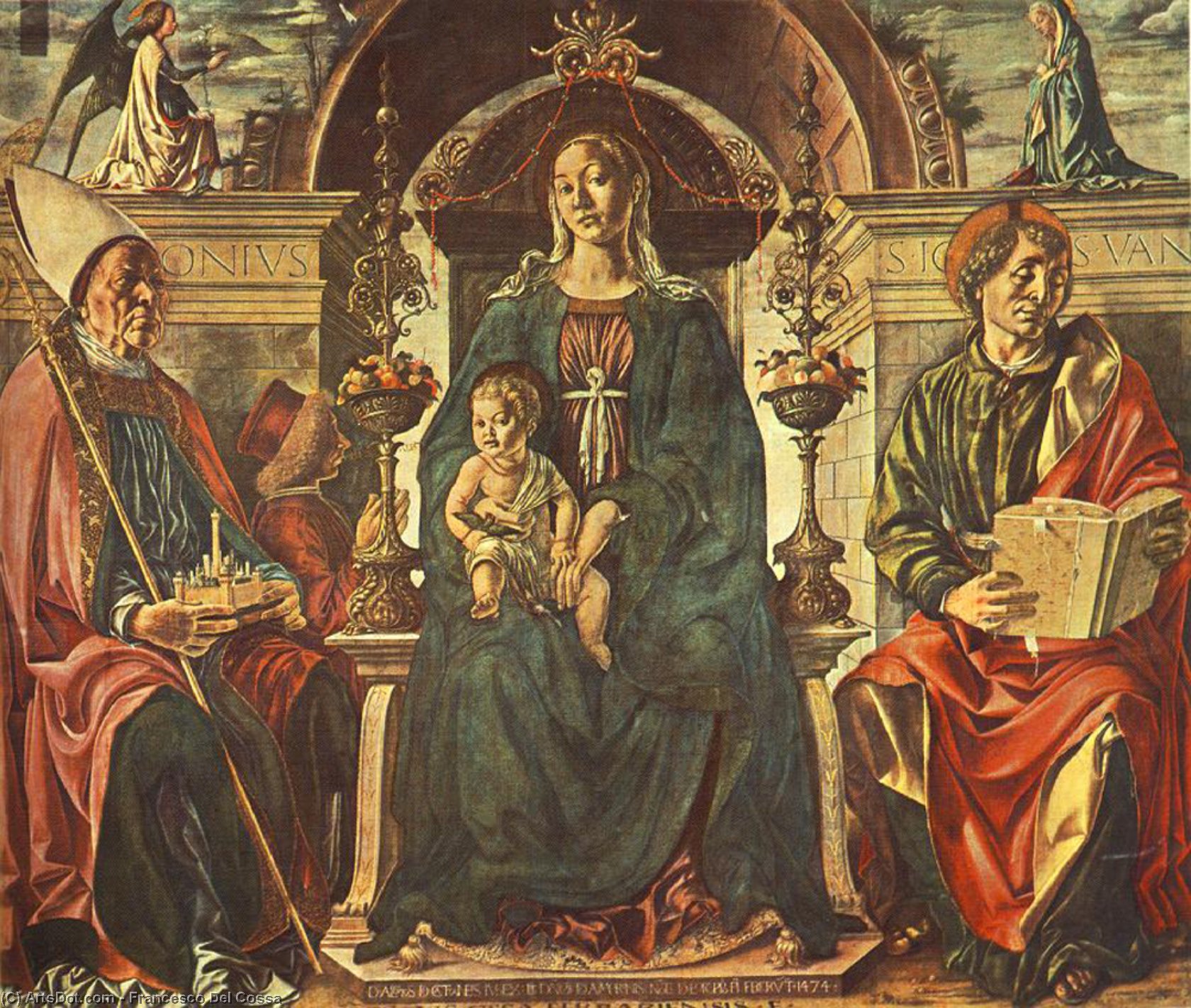 Order Oil Painting Replica Madonna with the Child and Saints, 1474 by Francesco Del Cossa (1436-1477, Italy) | ArtsDot.com