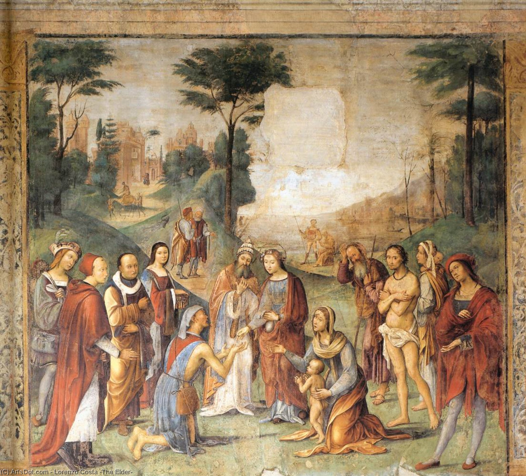 Order Paintings Reproductions Legend of Sts Cecilia and Valerian, Scene 9, 1504 by Lorenzo Costa (The Elder) (1460-1535, Italy) | ArtsDot.com