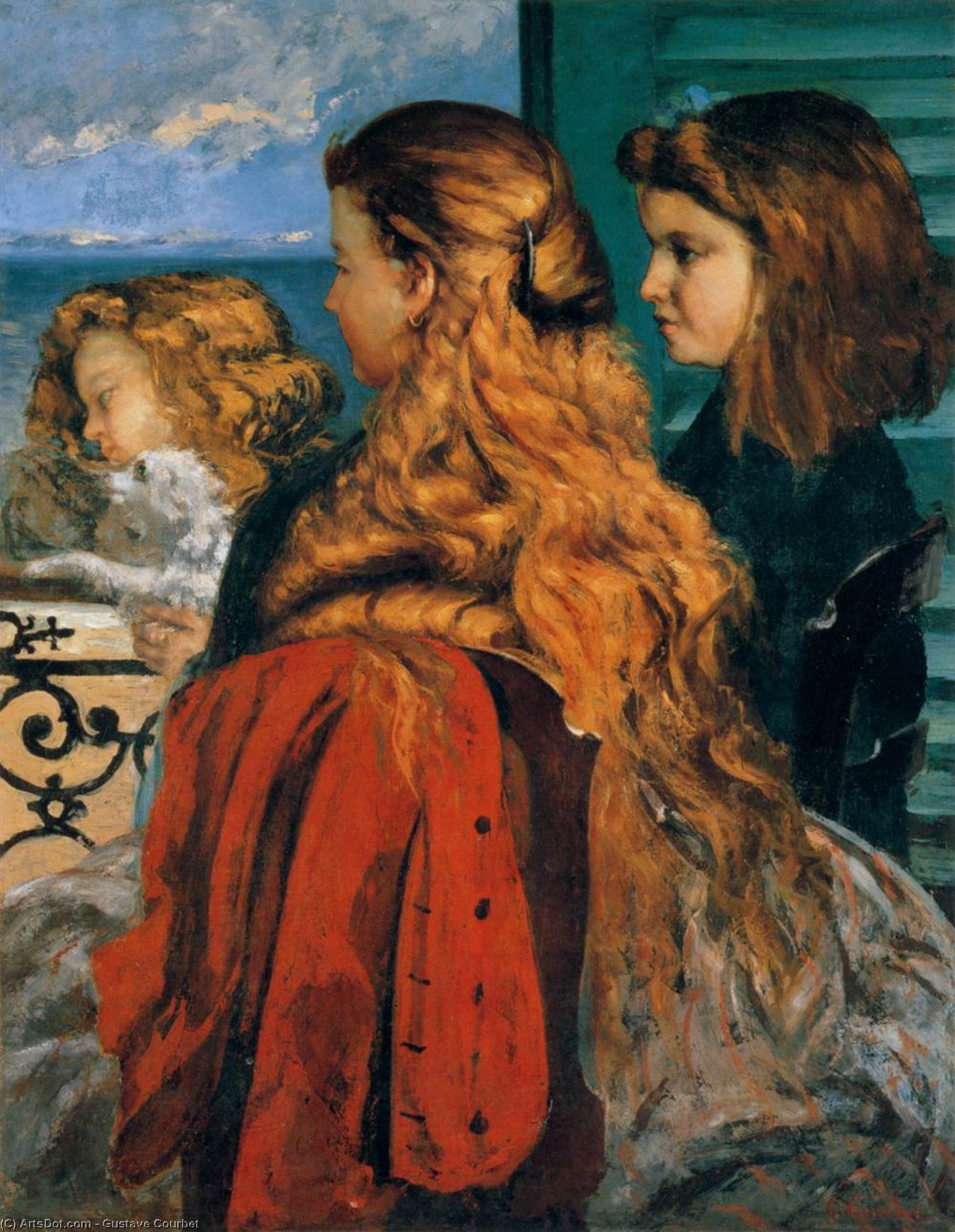Comprar Reproducciones De Arte Del Museo Tres chicas inglesas en una ventana, 1865 de Gustave Courbet (1819-1877, France) | ArtsDot.com