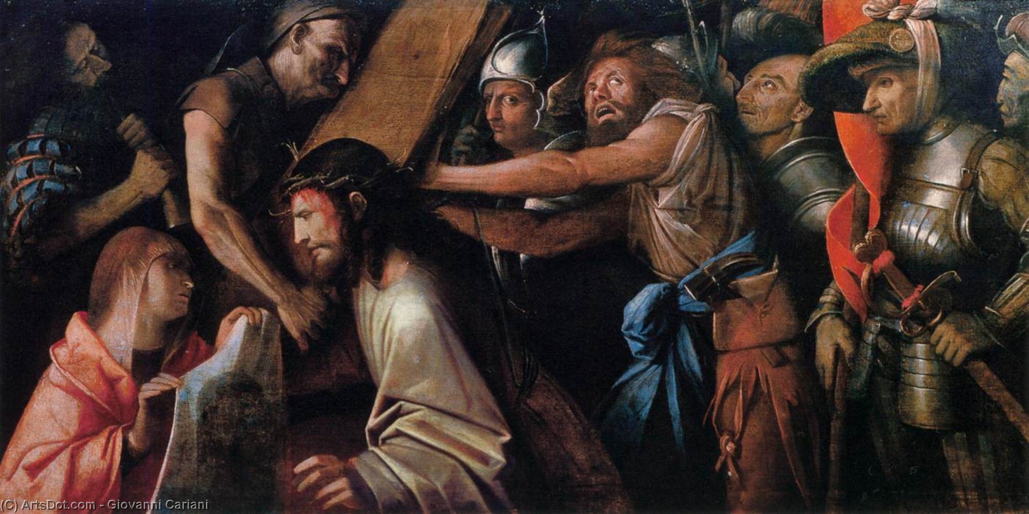 Order Oil Painting Replica Road to Calvary with Veronica`s Veil, 1523 by Giovanni Cariani (1485-1547, Italy) | ArtsDot.com