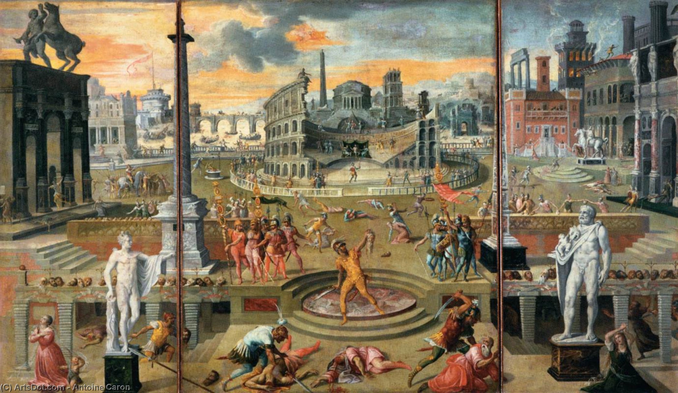 Order Oil Painting Replica The Massacres of the Triumvirate, 1566 by Antoine Caron (1521-1599, France) | ArtsDot.com