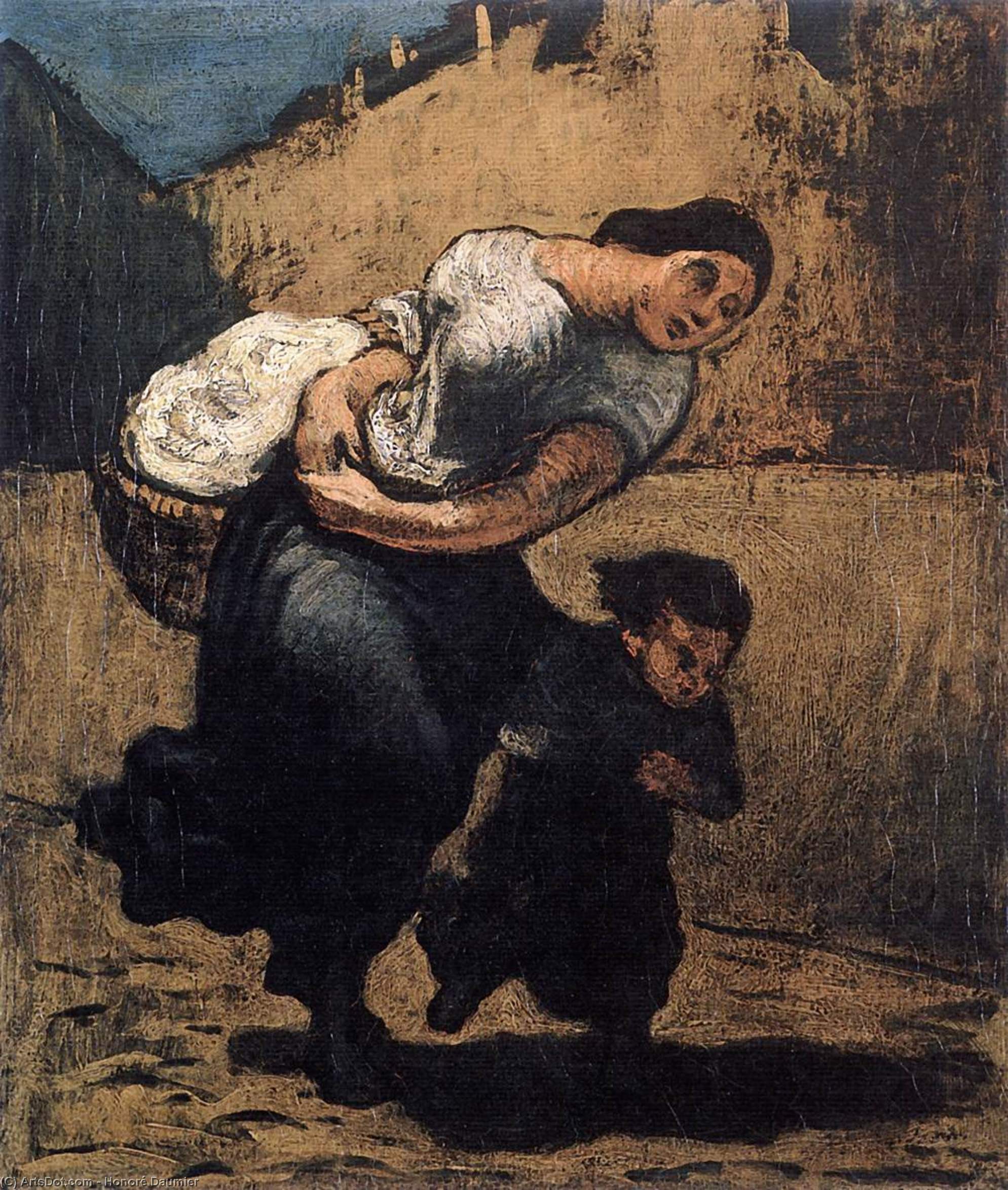 Order Oil Painting Replica Load (Washerwoman), 1853 by Honoré Daumier (1808-1879, France) | ArtsDot.com