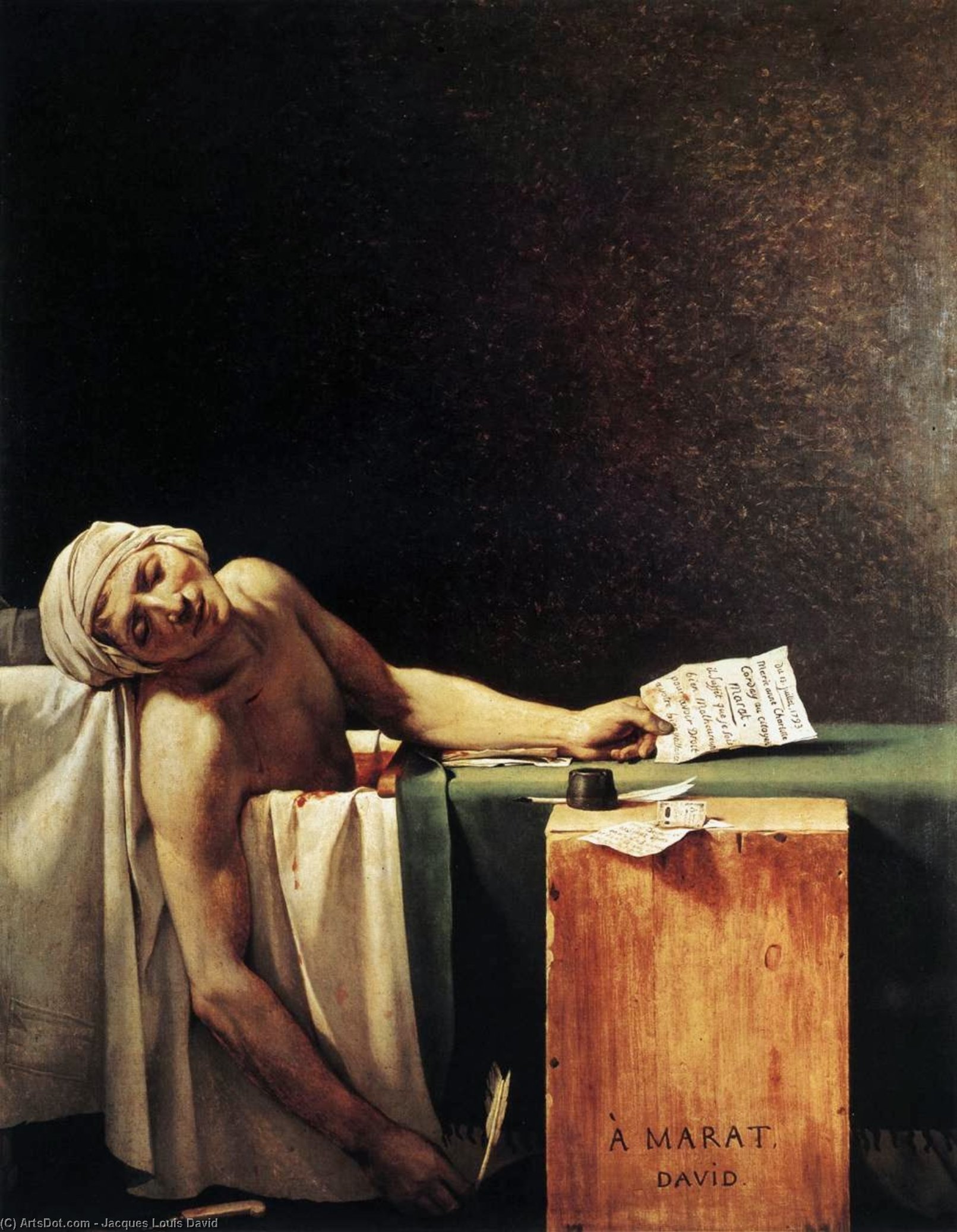 Order Paintings Reproductions The Death of Marat, 1793 by Jacques Louis David (1748-1800, France) | ArtsDot.com