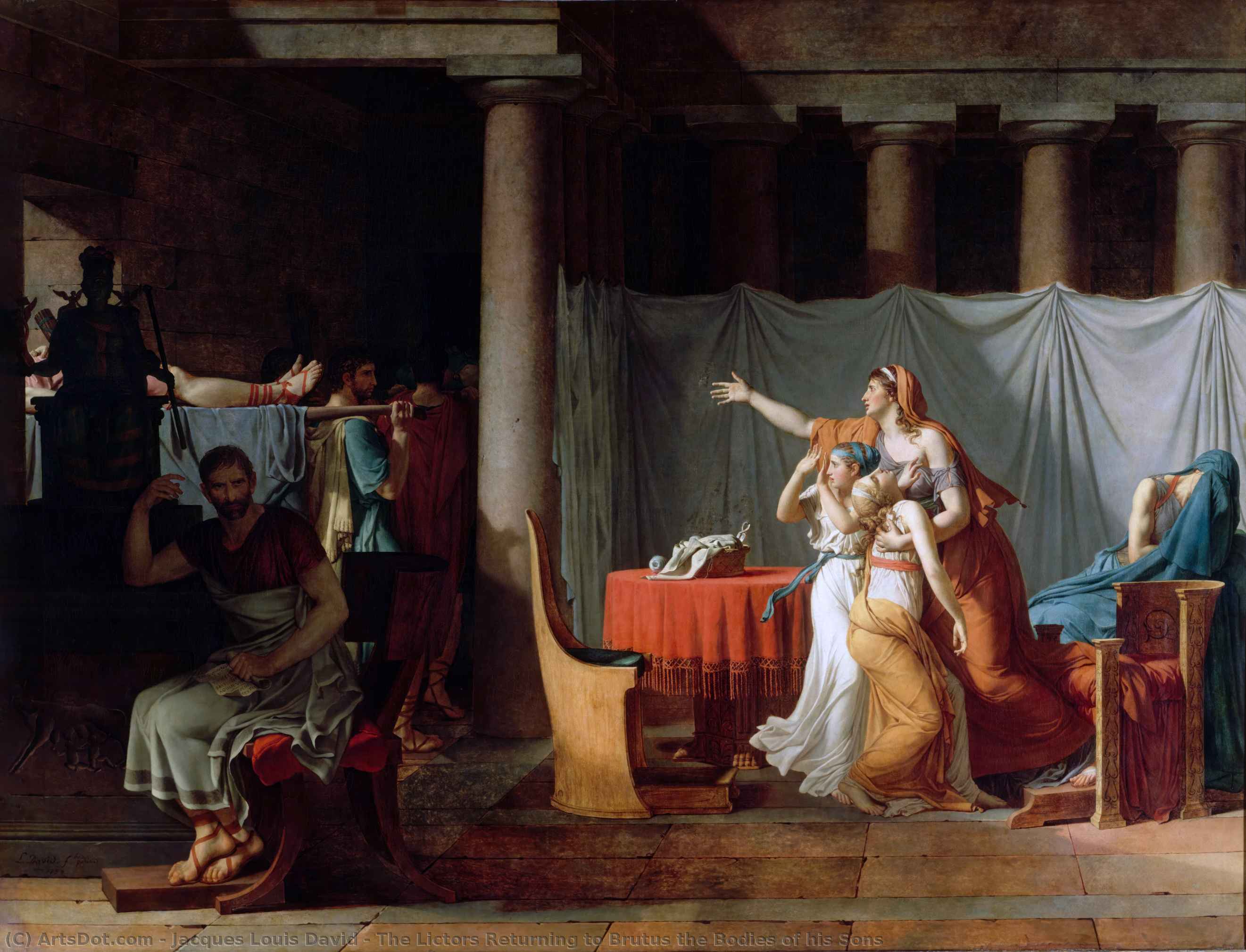 Order Oil Painting Replica The Lictors Returning to Brutus the Bodies of his Sons, 1789 by Jacques Louis David (1748-1800, France) | ArtsDot.com