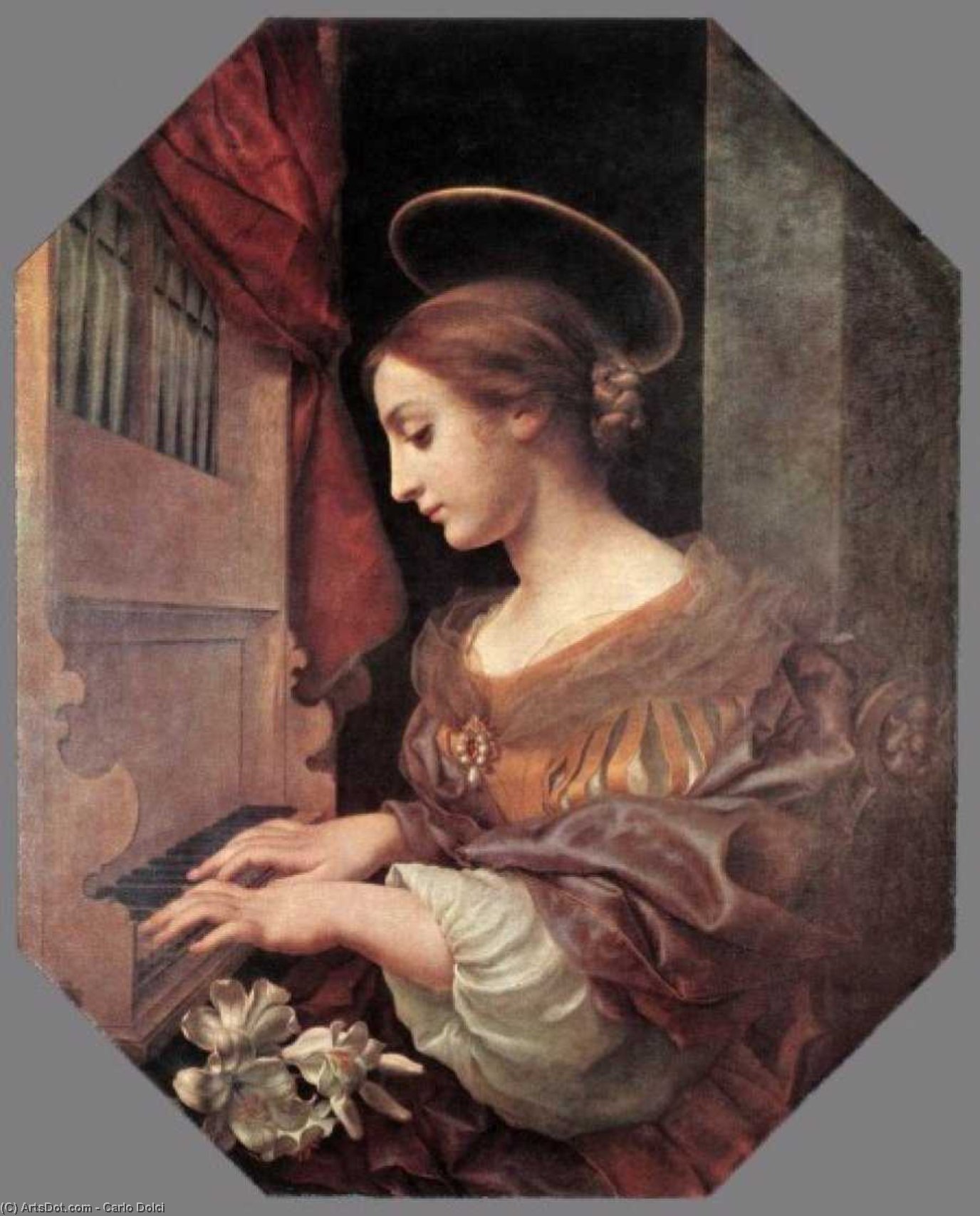 Order Art Reproductions St Cecilia at the Organ, 1671 by Carlo Dolci (1616-1686, Italy) | ArtsDot.com