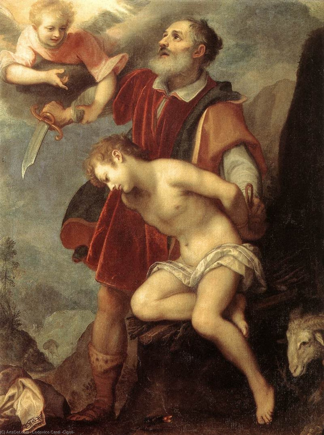 Order Oil Painting Replica The Sacrifice of Isaac, 1607 by Lodovico Cardi (Cigoli) (1559-1613, Italy) | ArtsDot.com