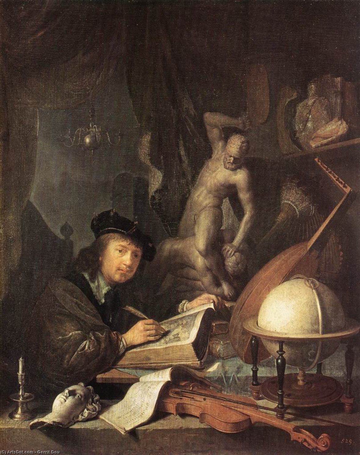 Order Art Reproductions Painter in his Studio, 1647 by Gerrit (Gérard) Dou (1613-1675, Netherlands) | ArtsDot.com
