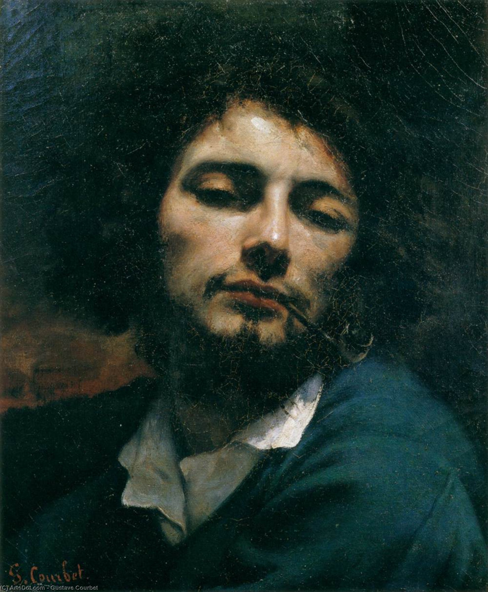 Order Paintings Reproductions Self-Portrait (Man with Pipe), 1848 by Gustave Courbet (1819-1877, France) | ArtsDot.com