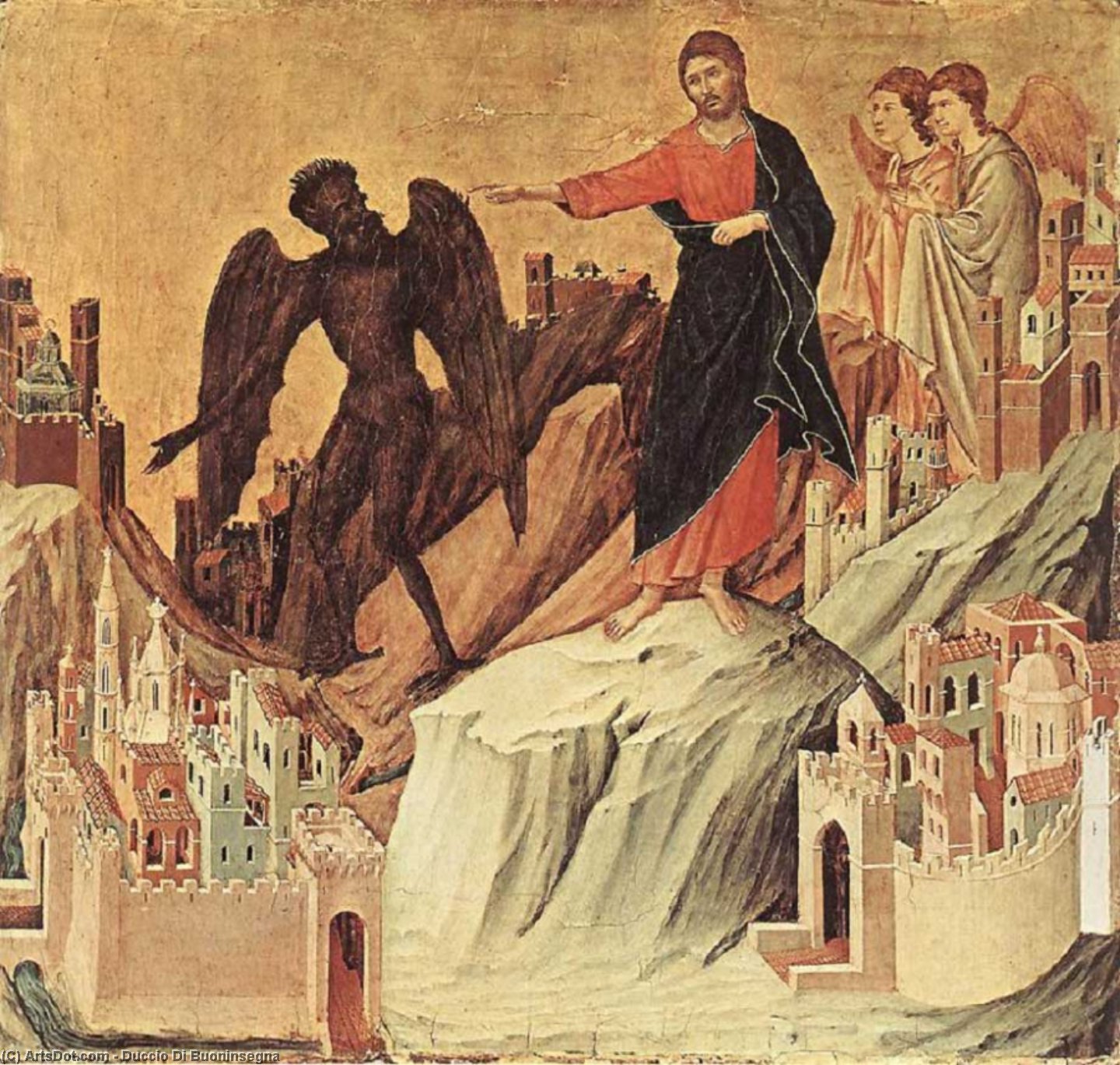 Buy Museum Art Reproductions Temptation on the Mount, 1308 by Duccio Di Buoninsegna (1255-1319, Italy) | ArtsDot.com