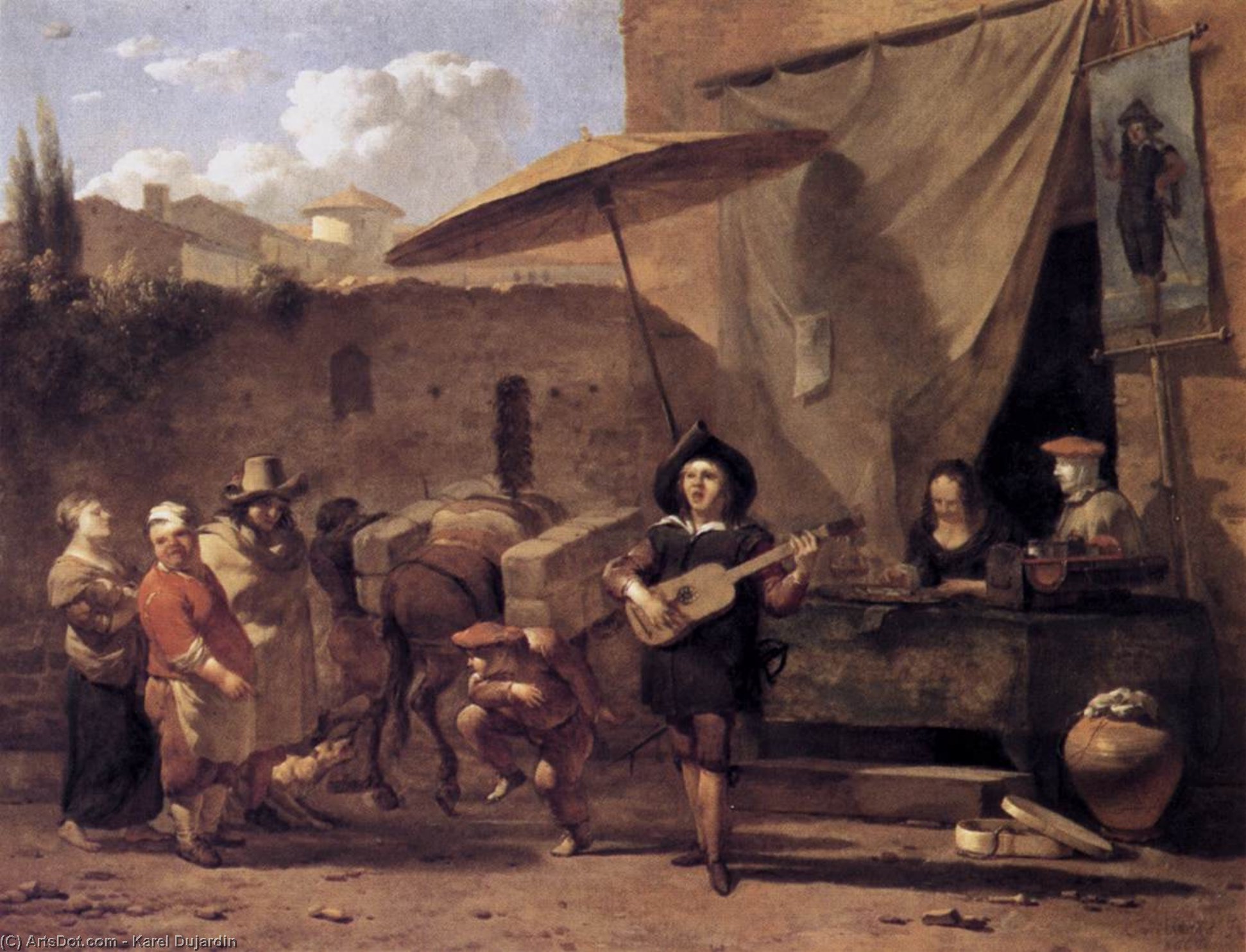 Order Oil Painting Replica Italian Comedians, 1657 by Karel Dujardin (1626-1678, Netherlands) | ArtsDot.com
