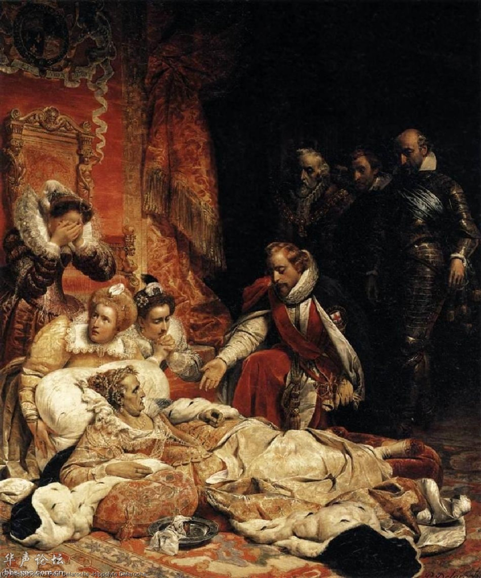 Order Paintings Reproductions The Death of Elizabeth I, Queen of England, 1828 by Paul Delaroche (Hippolyte Delaroche) (1797-1856, France) | ArtsDot.com